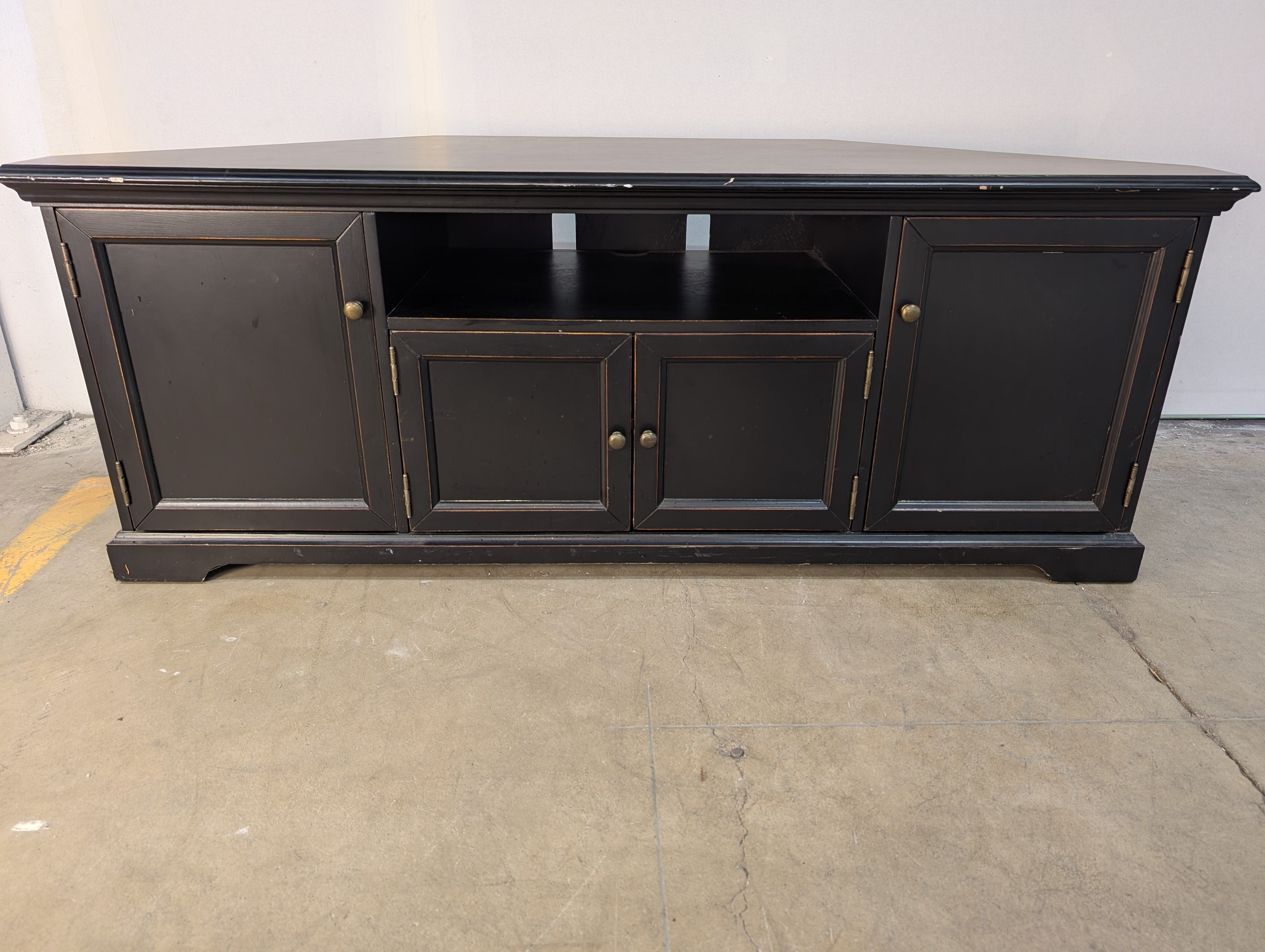 Versatile Black Corner Ballard Designs TV Stand Media Console with Storage