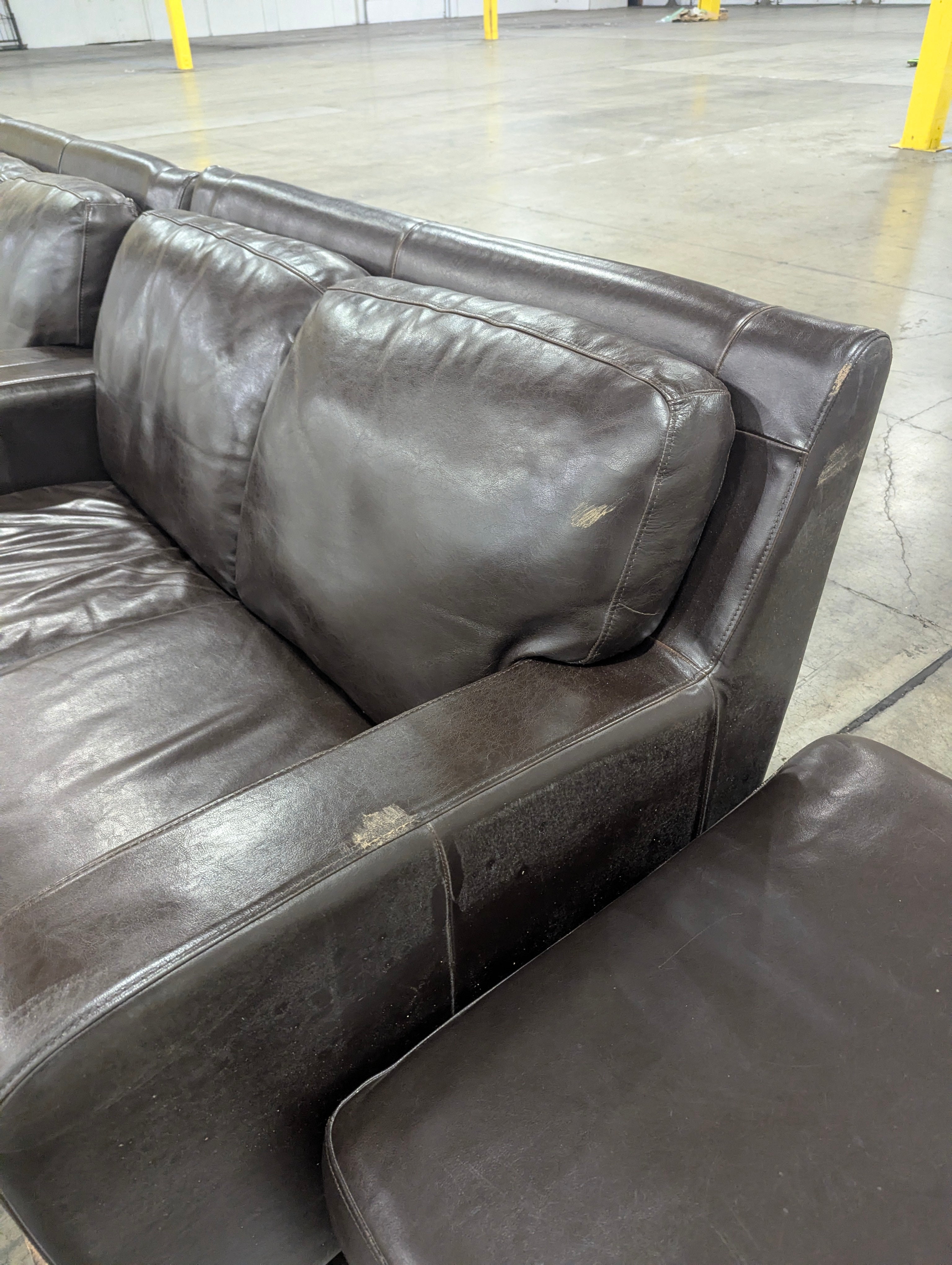 Contemporary Dark Brown Leather Loveseat Sofa