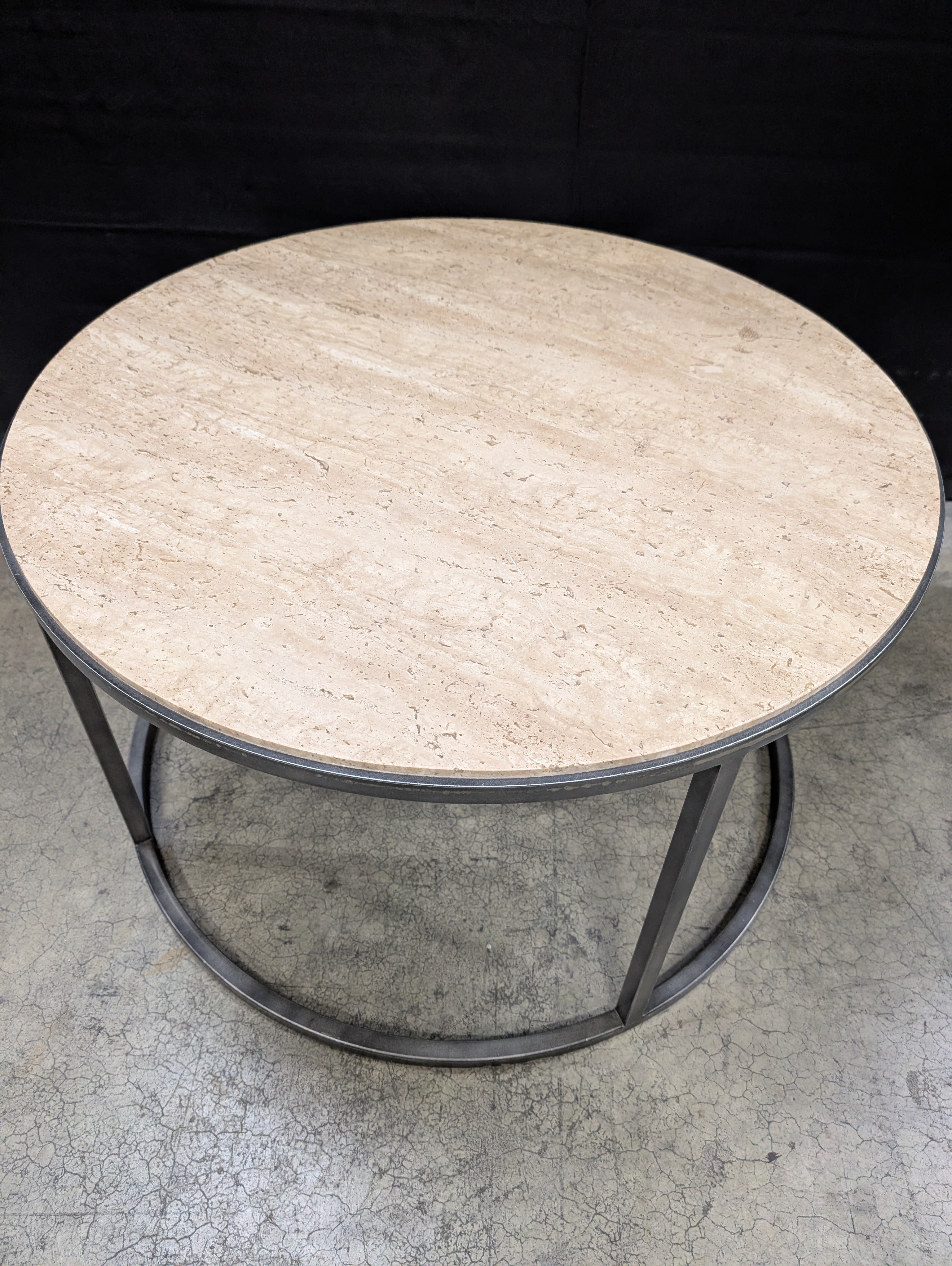 Modern Round Stone Top Accent Table