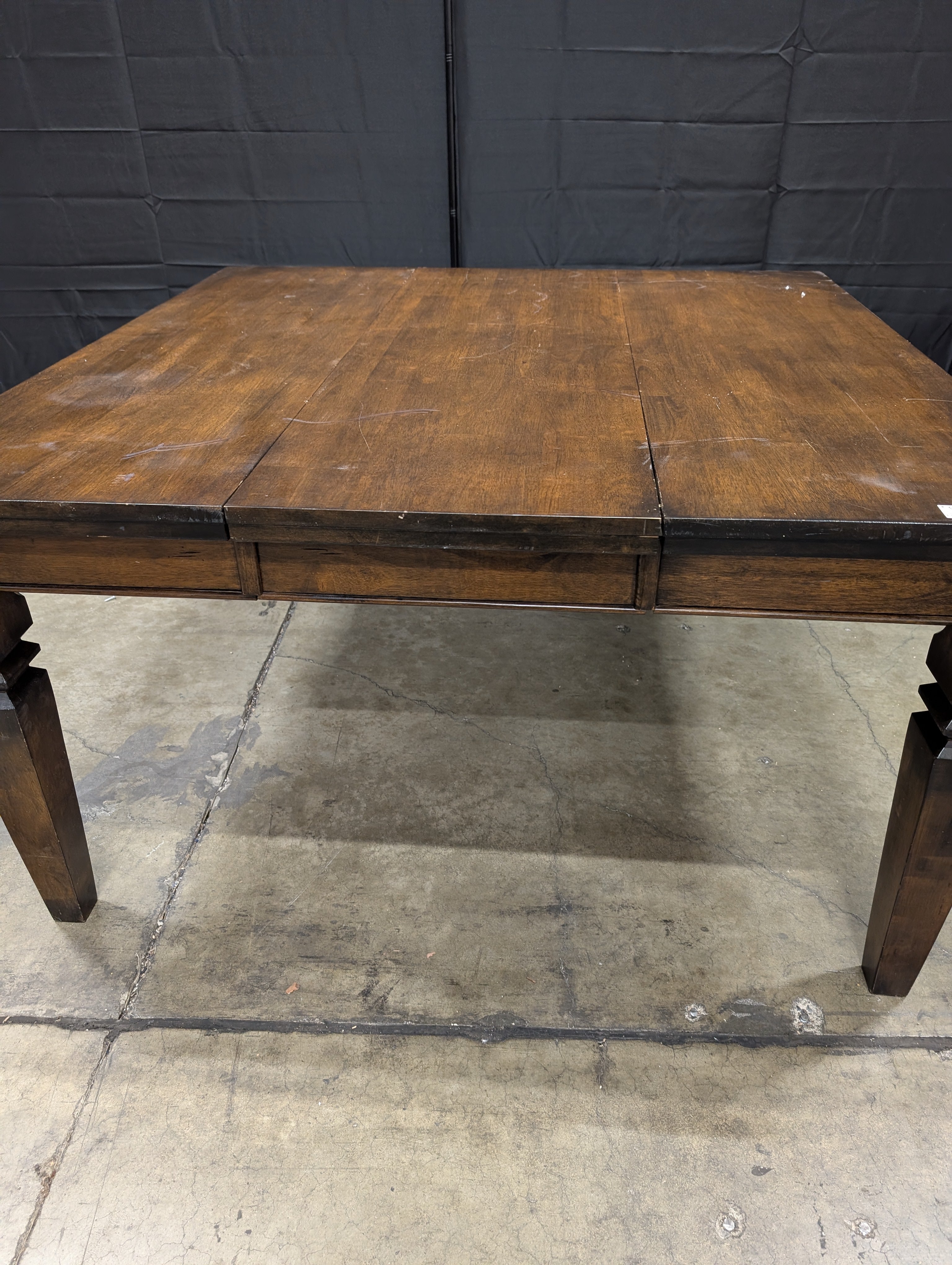 Dark Wood Extension Dining Table with Tapered Legs