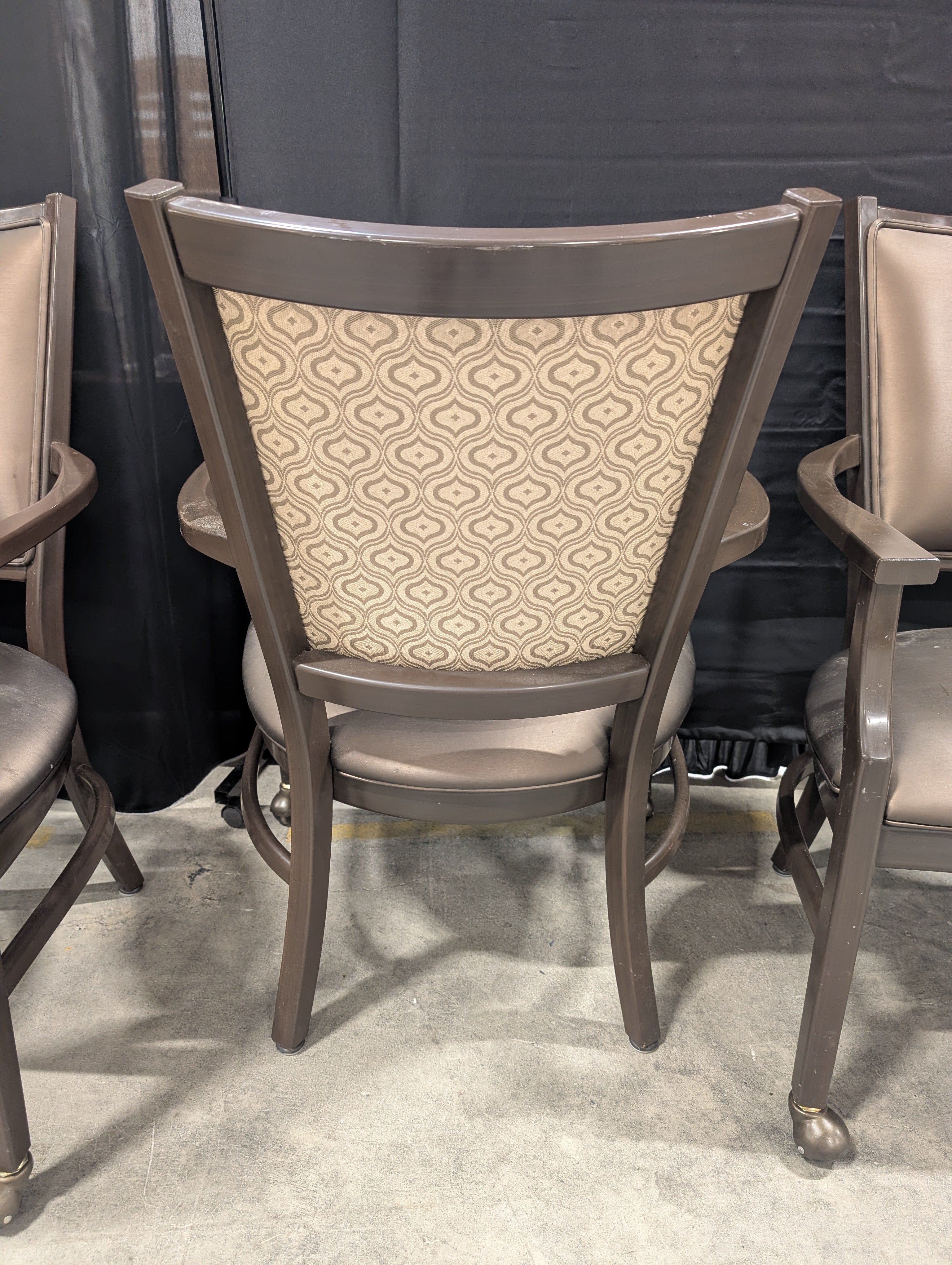 Set of Four Kwalu Dark Wood Frame Club Chair with Upholstered Seat