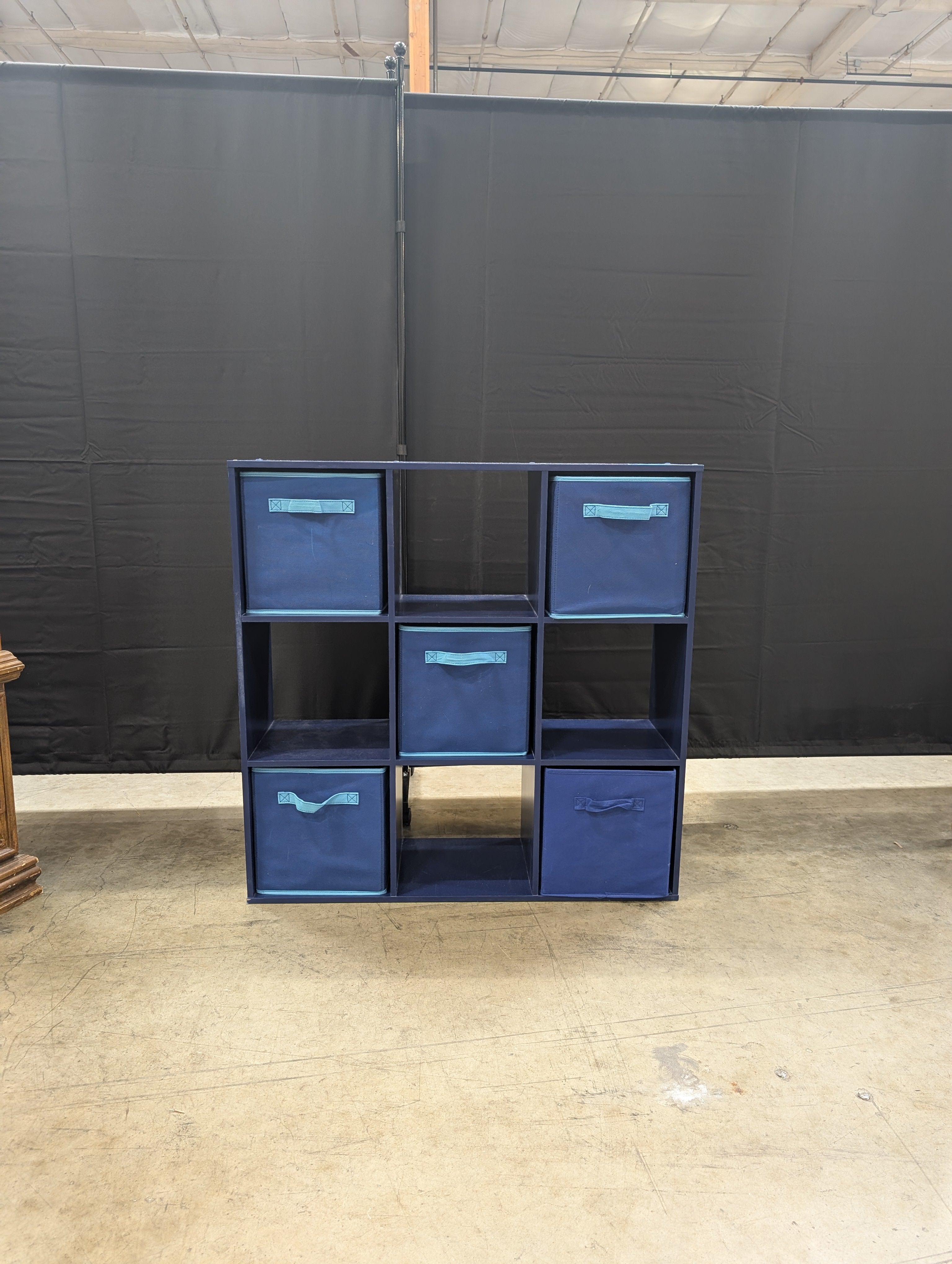 Versatile Blue 6-Cube Storage Organizer with Fabric Bins