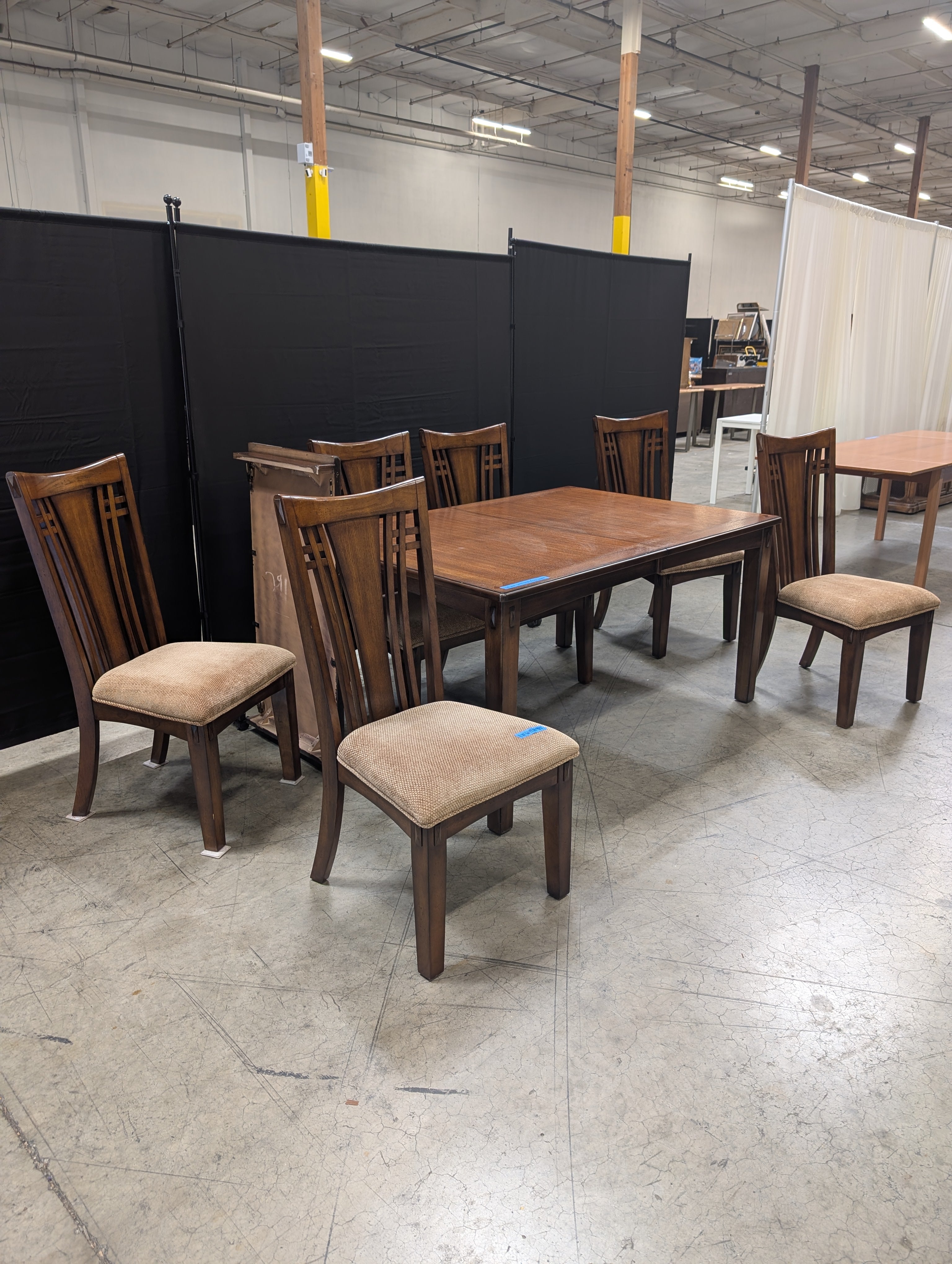 Rectangular Wood Dining Table and Six Chairs in Dark Stain Dining Set