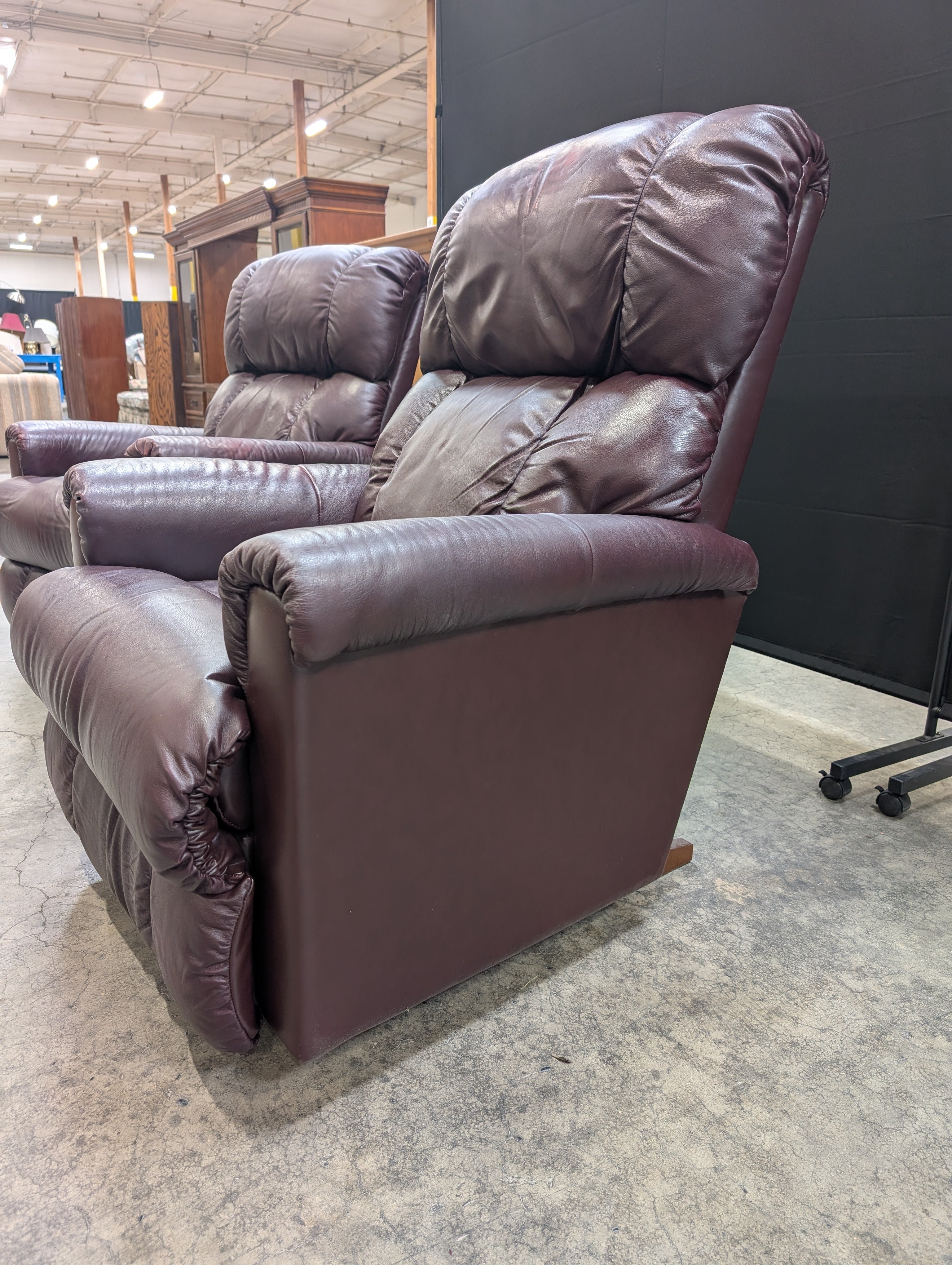 Burgundy Leather LaZboy Reclining Armchair