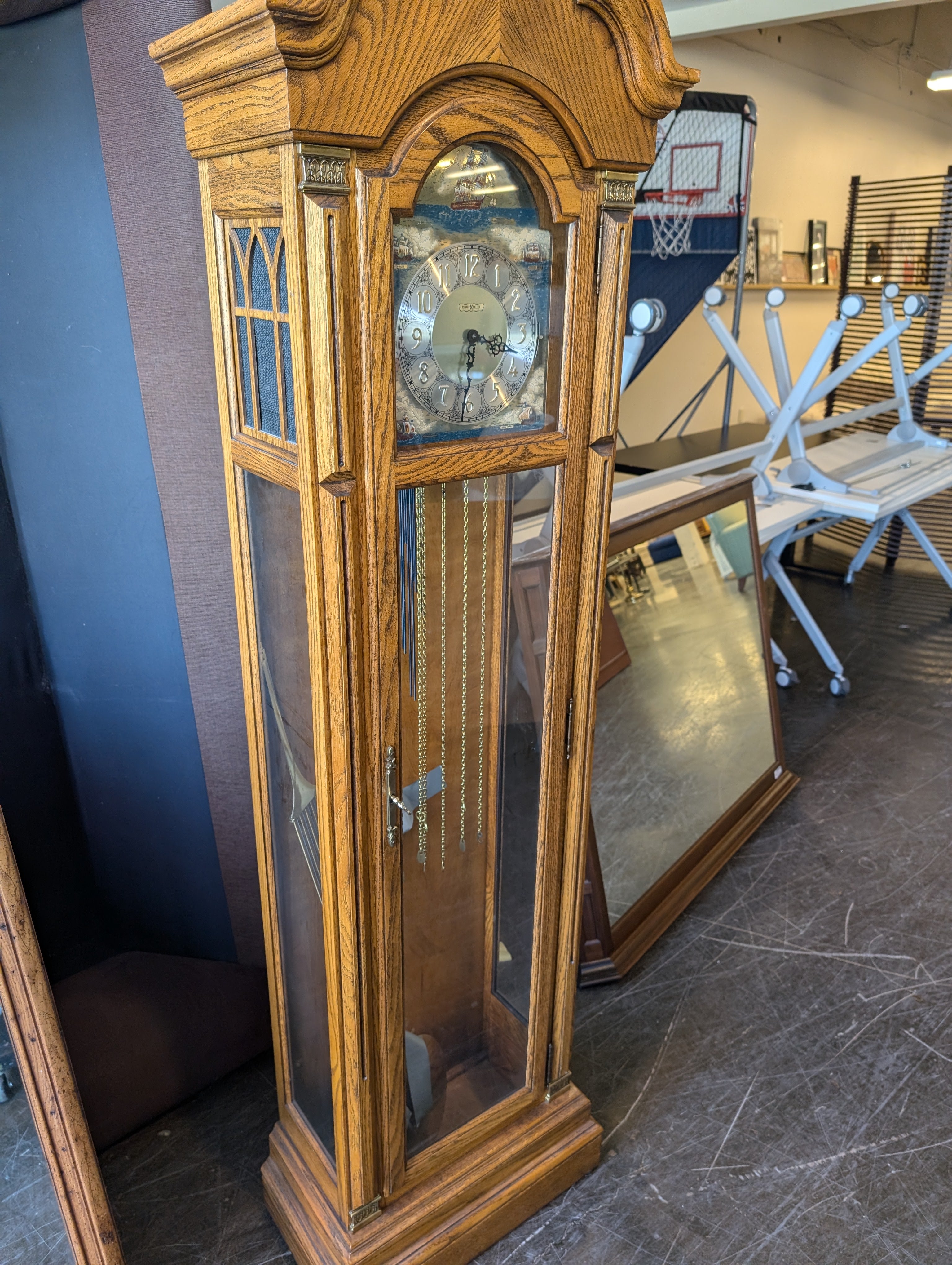 Temple Arched Top Wood Grandfather Clock