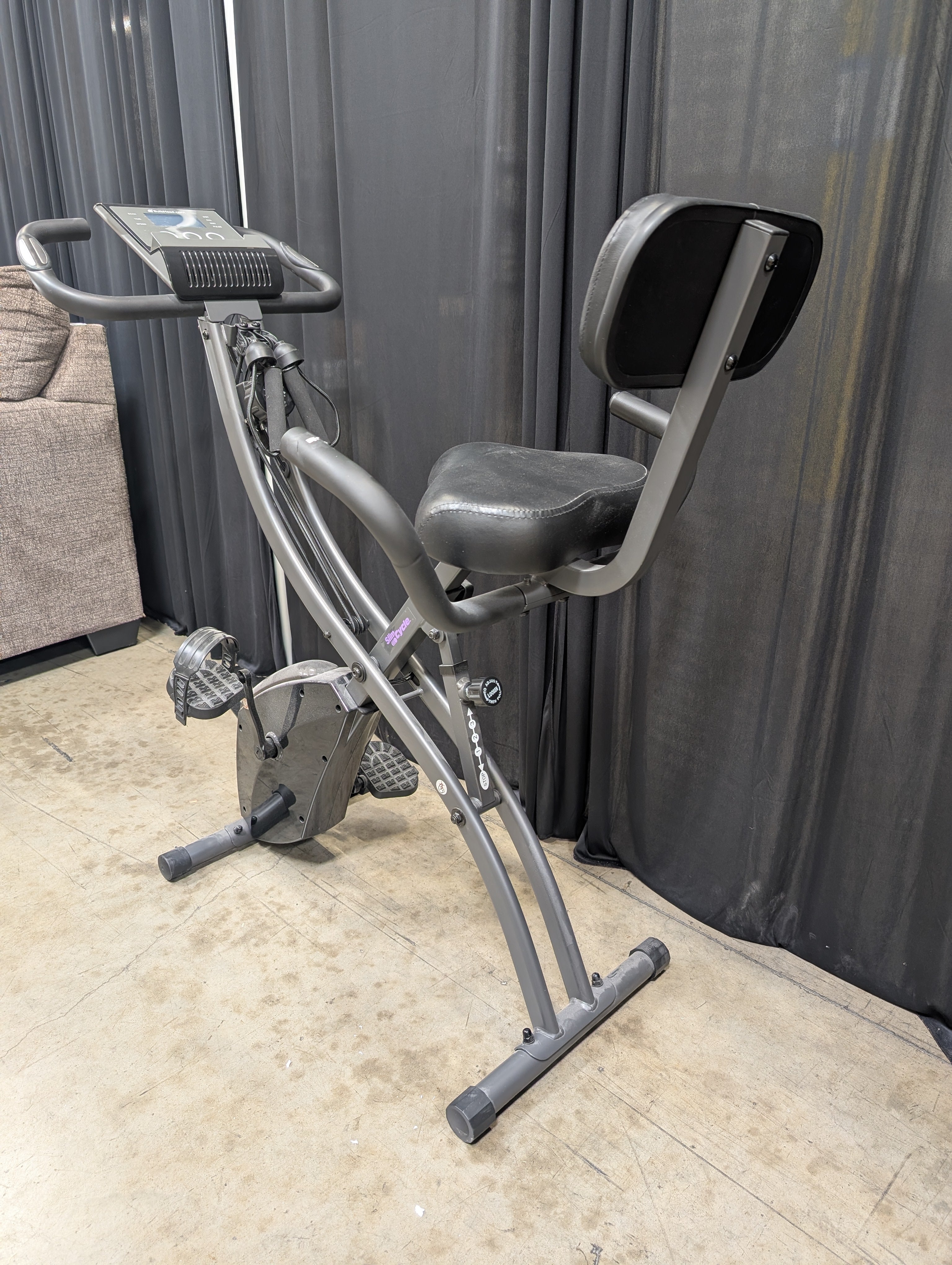 Slim Cycle Folding Stationary Bike with Resistance Bands