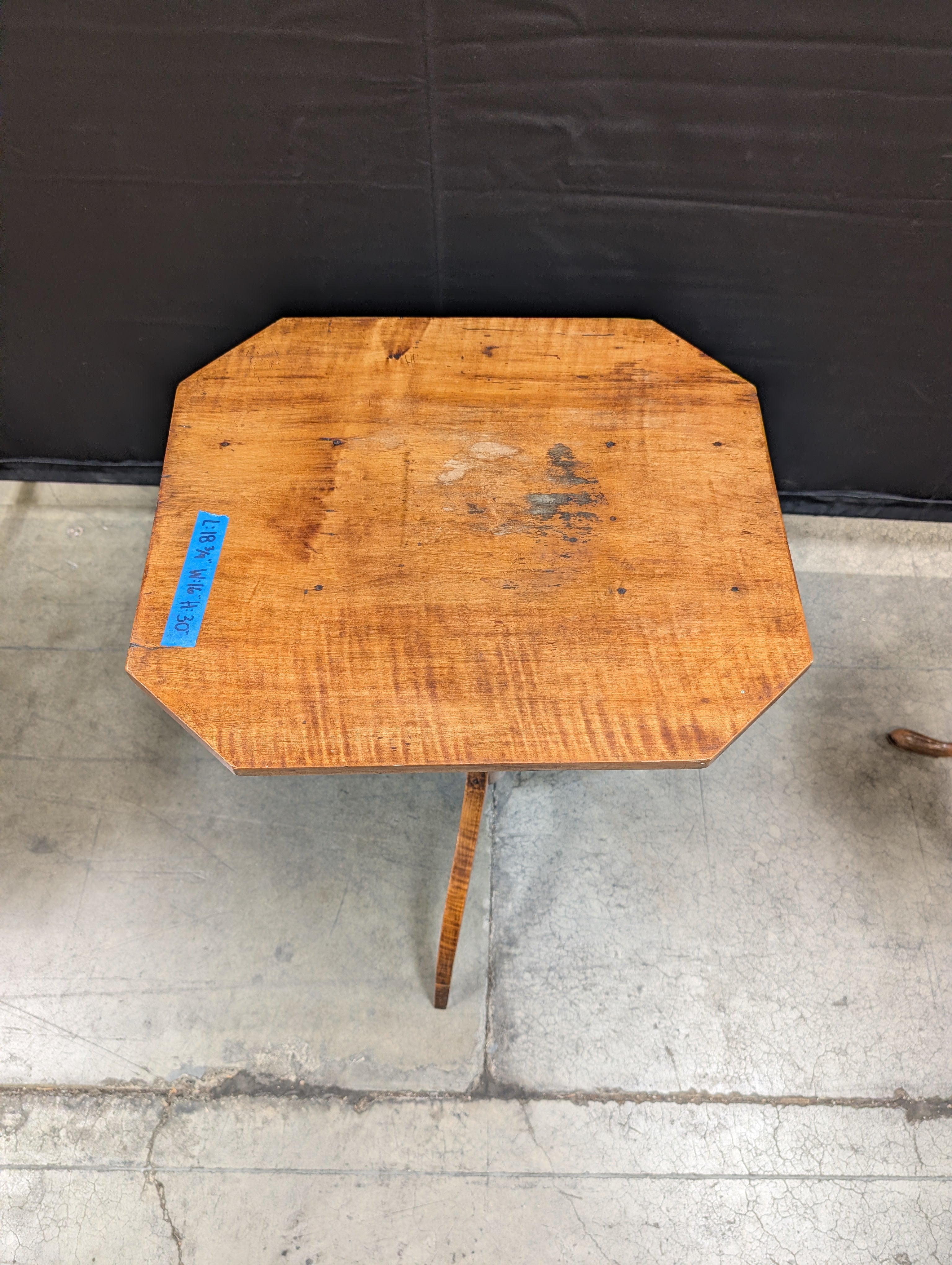 Octagonal Wood End Table with Tripod Base