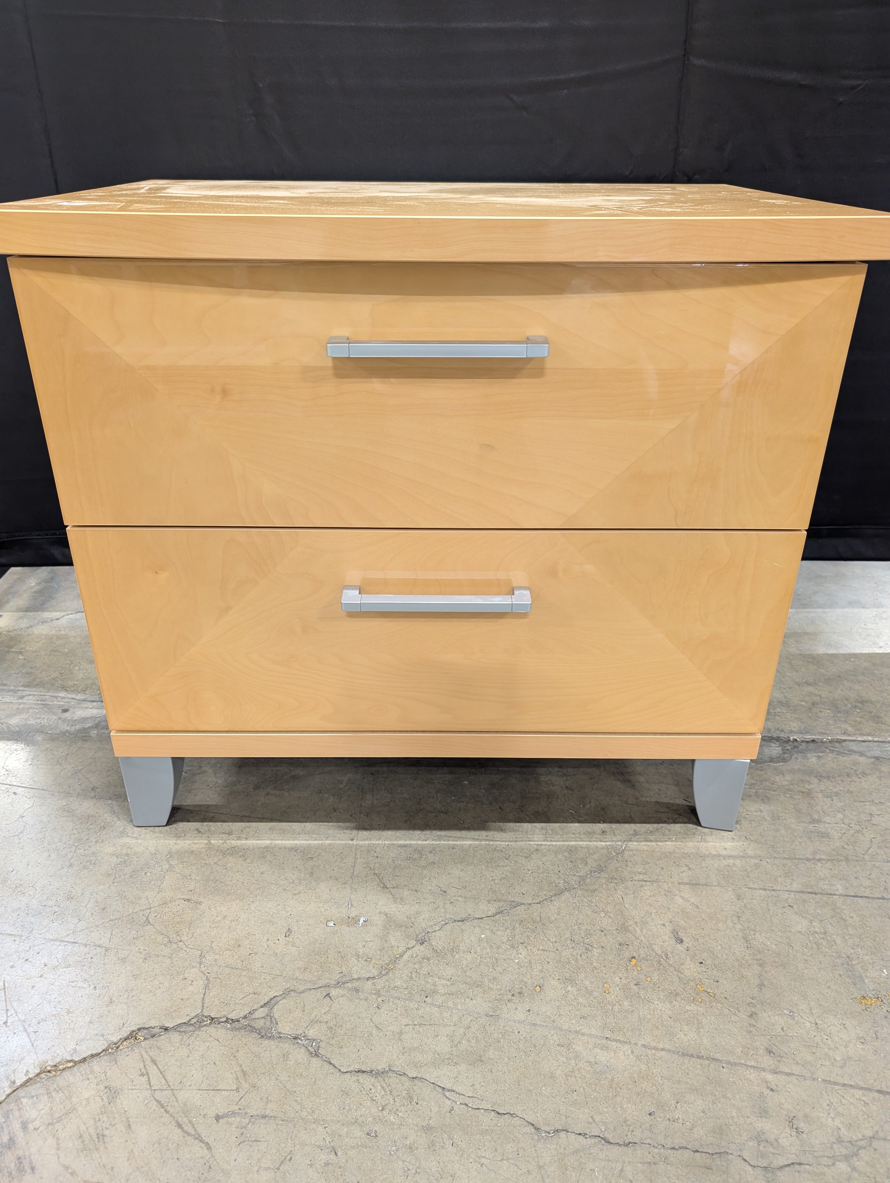 Modern Light Wood Two-Drawer Nightstand