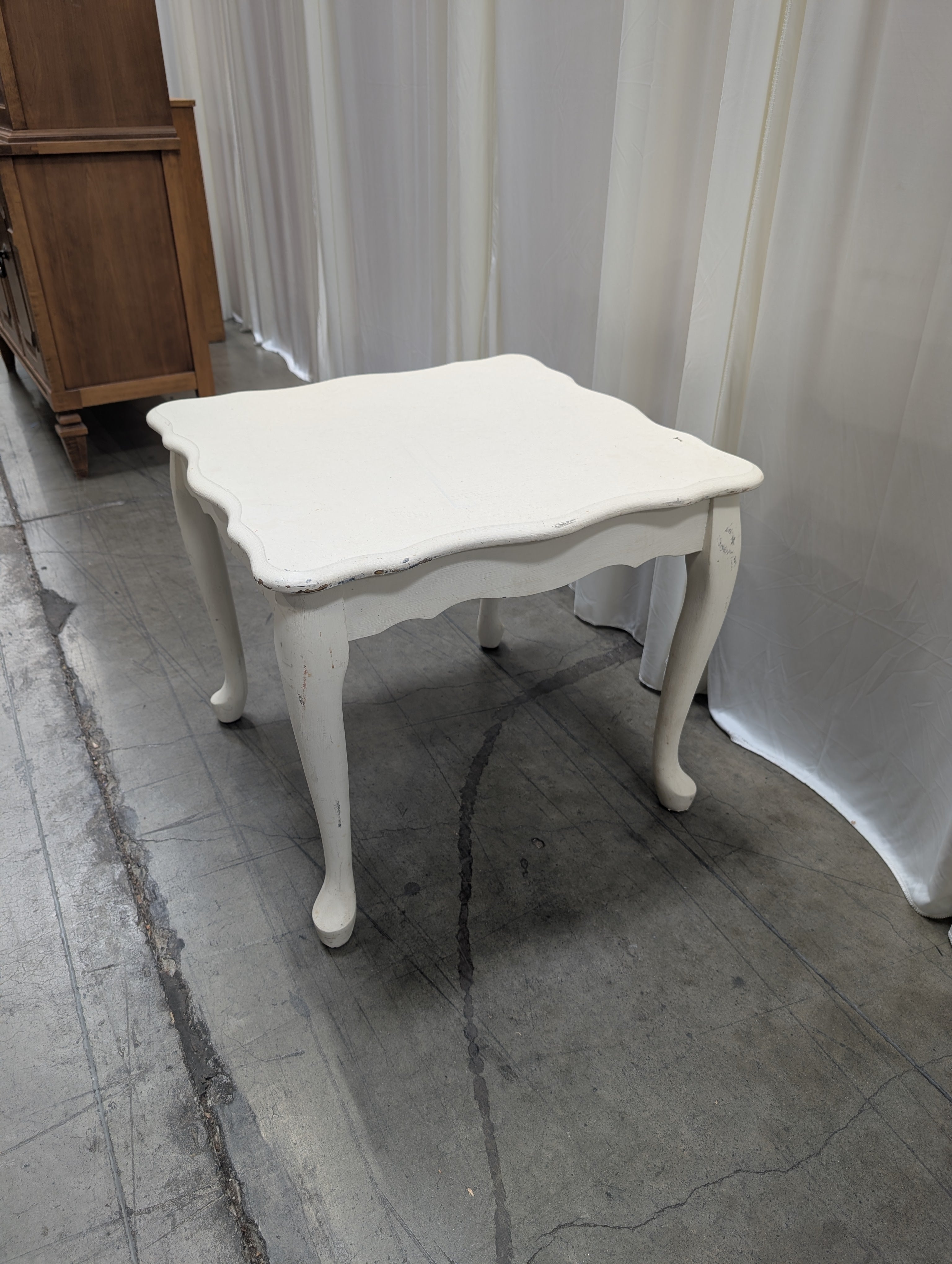 French Provincial Wood End Table in White