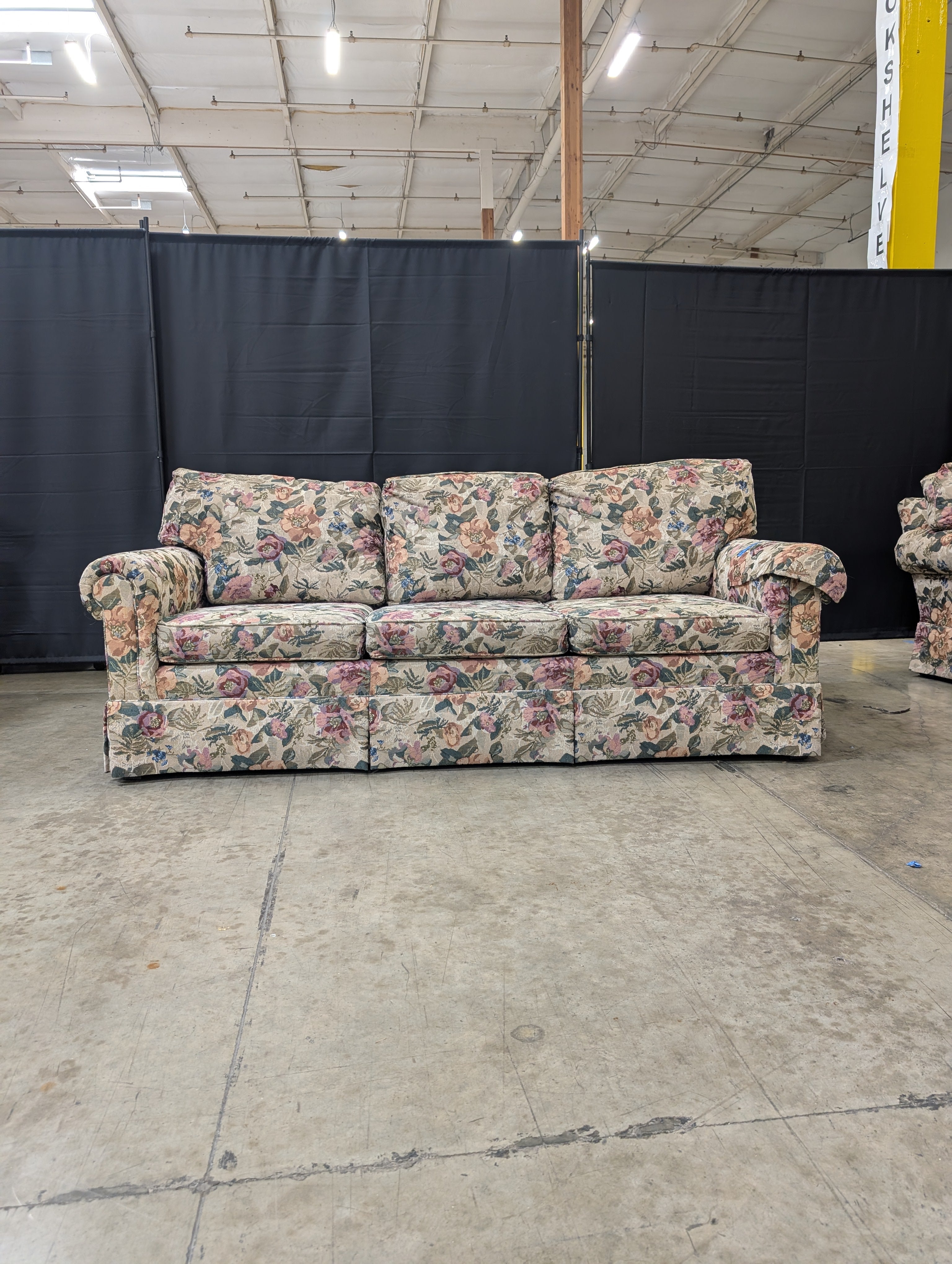 Lane Upholstery Botanical Print Three-Seat Sofa