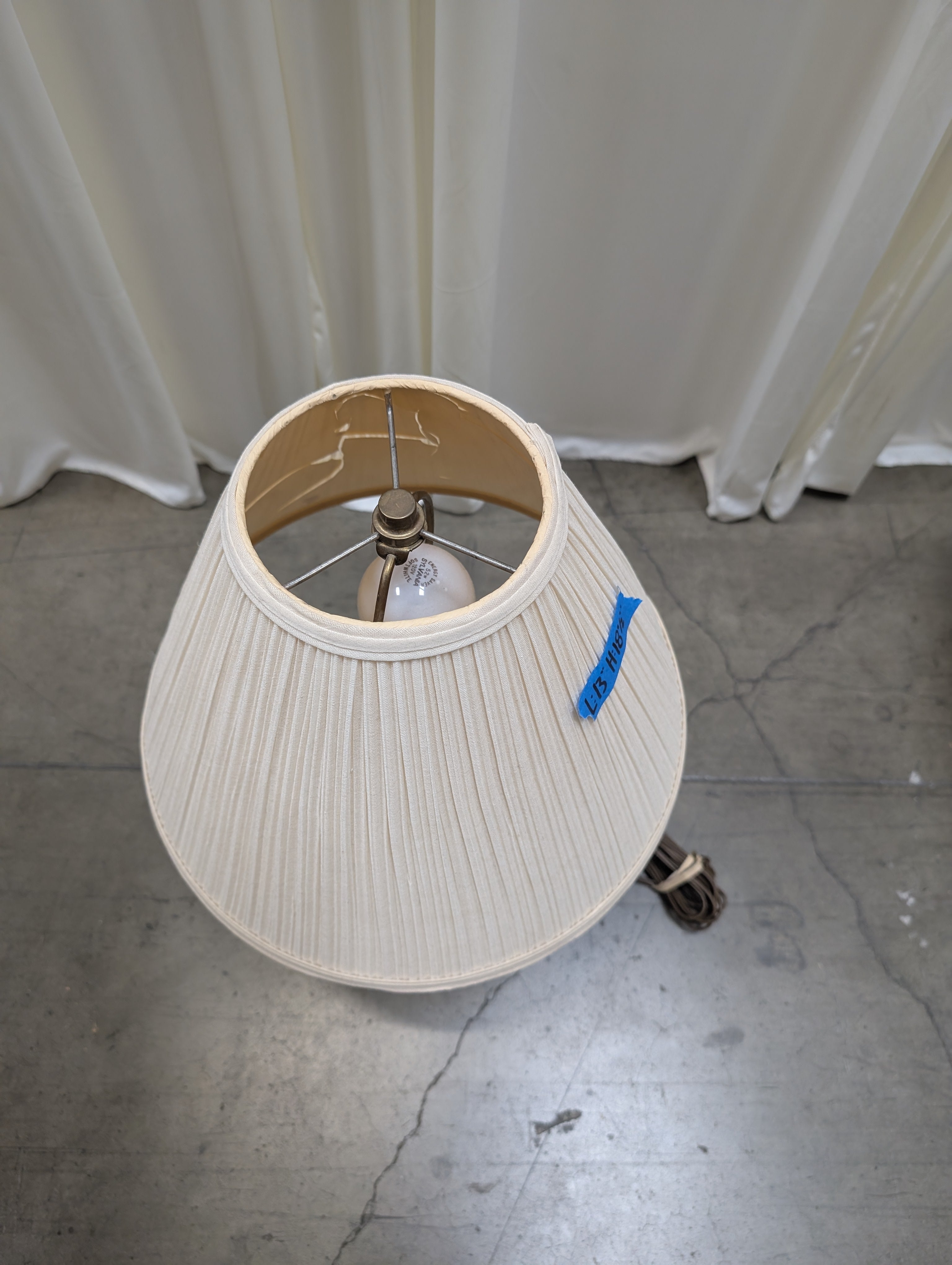 Cream Ceramic Table Lamp with Pleated Shade