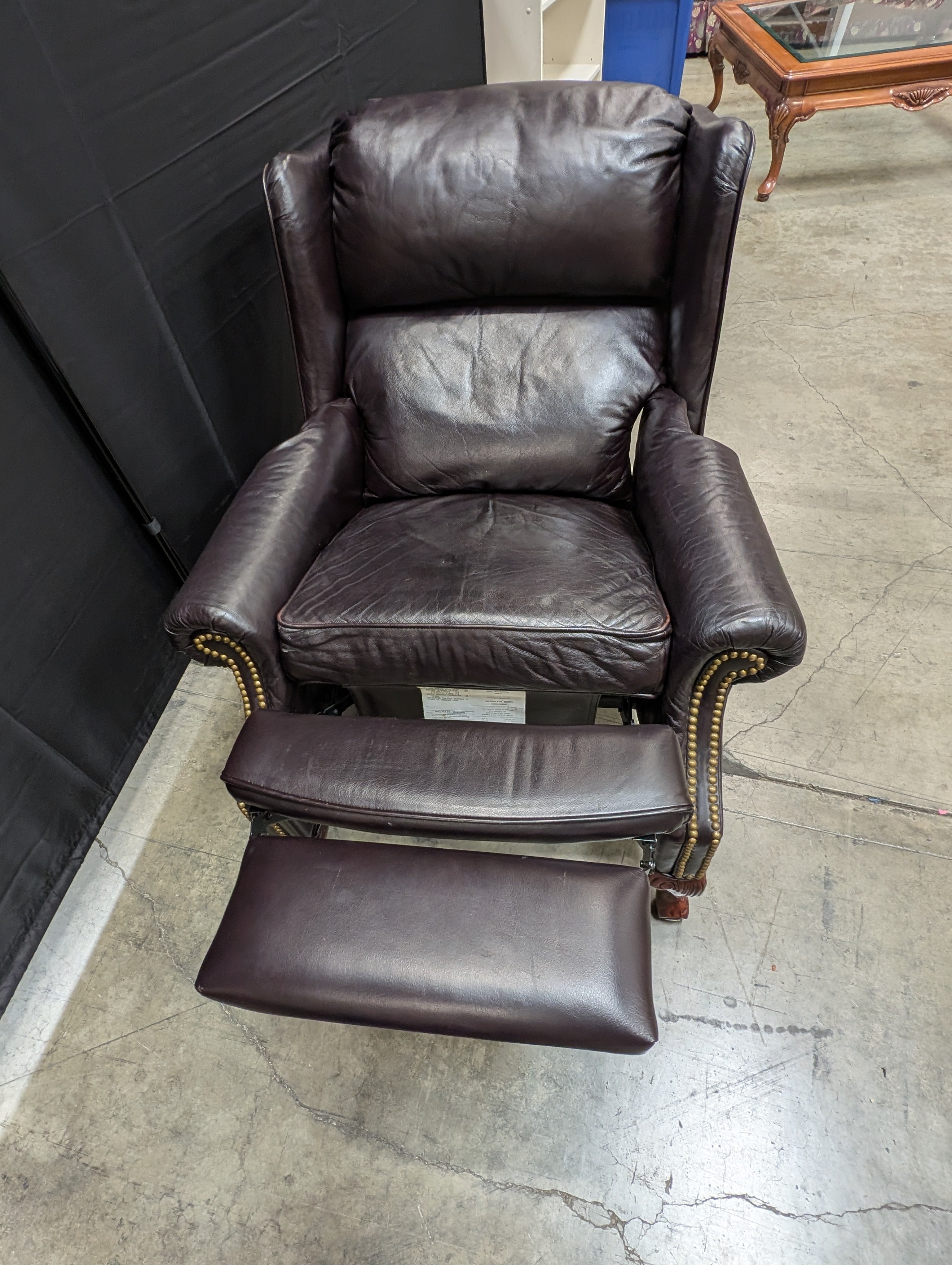 Lane Furniture Classic Dark Brown Leather Wingback Club Chair with Nailhead Trim