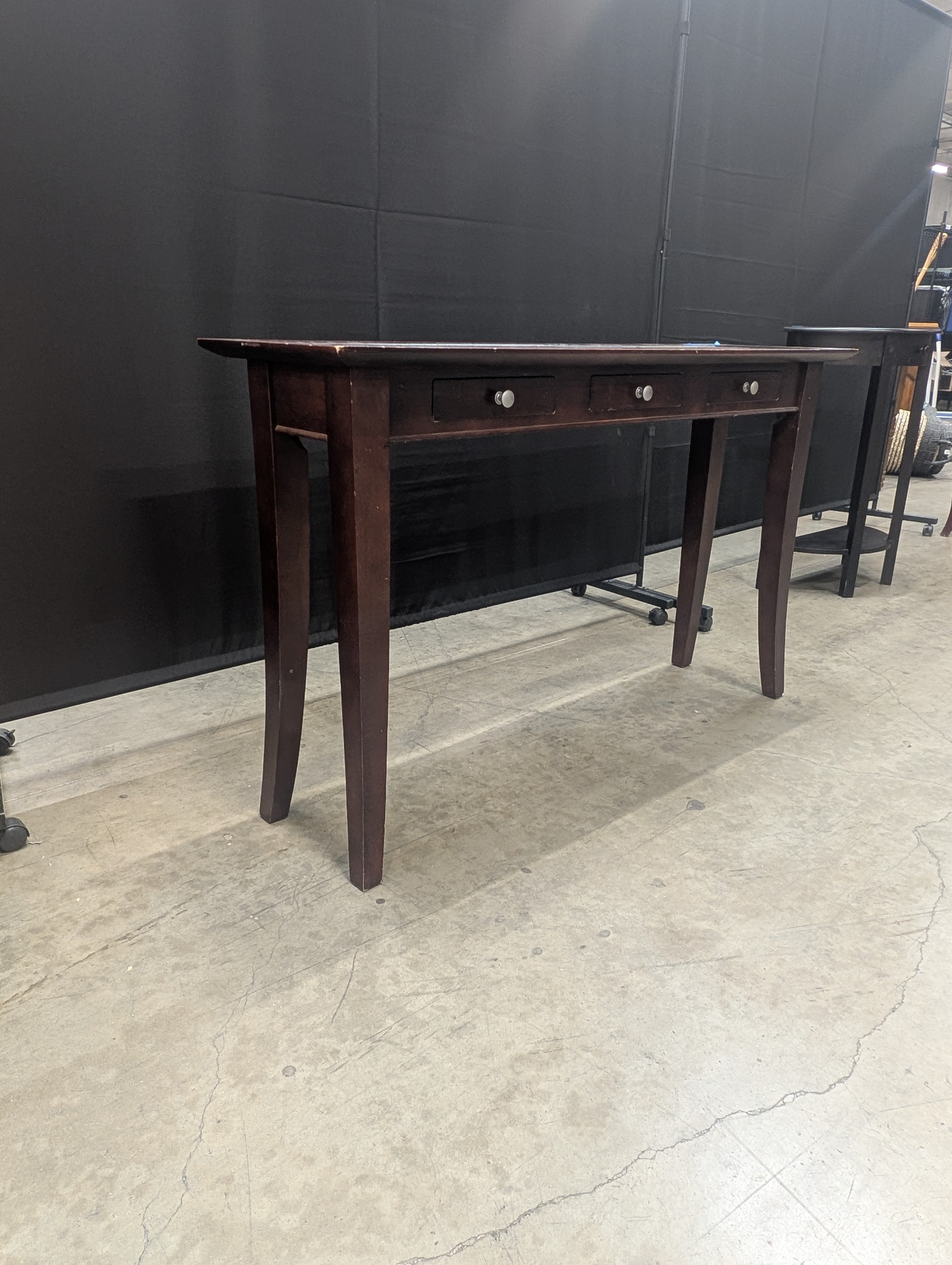 Dark Wood Two-Drawer Writing Desk