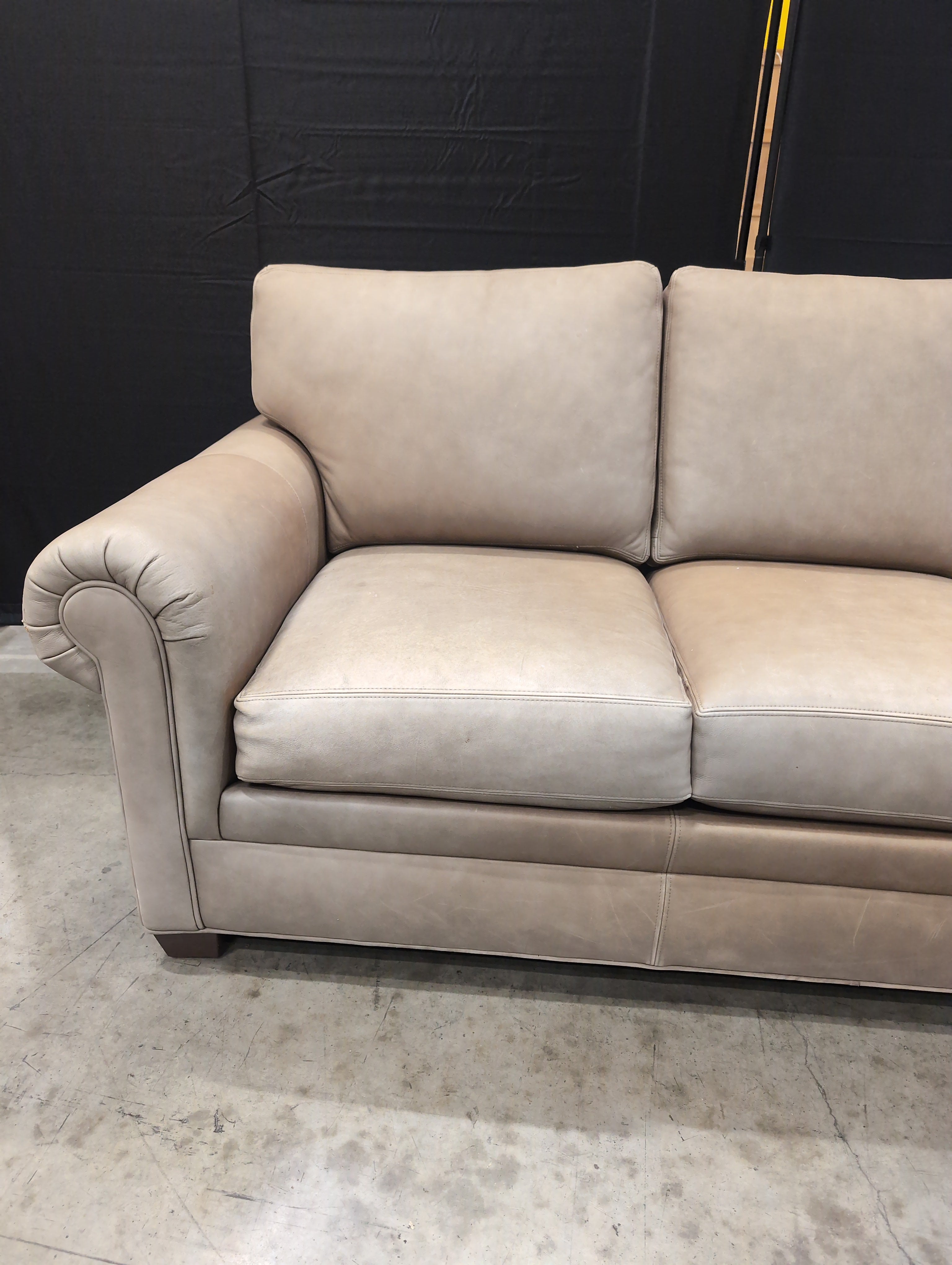 Ethan Allen Leather Sofa with Rolled Arms