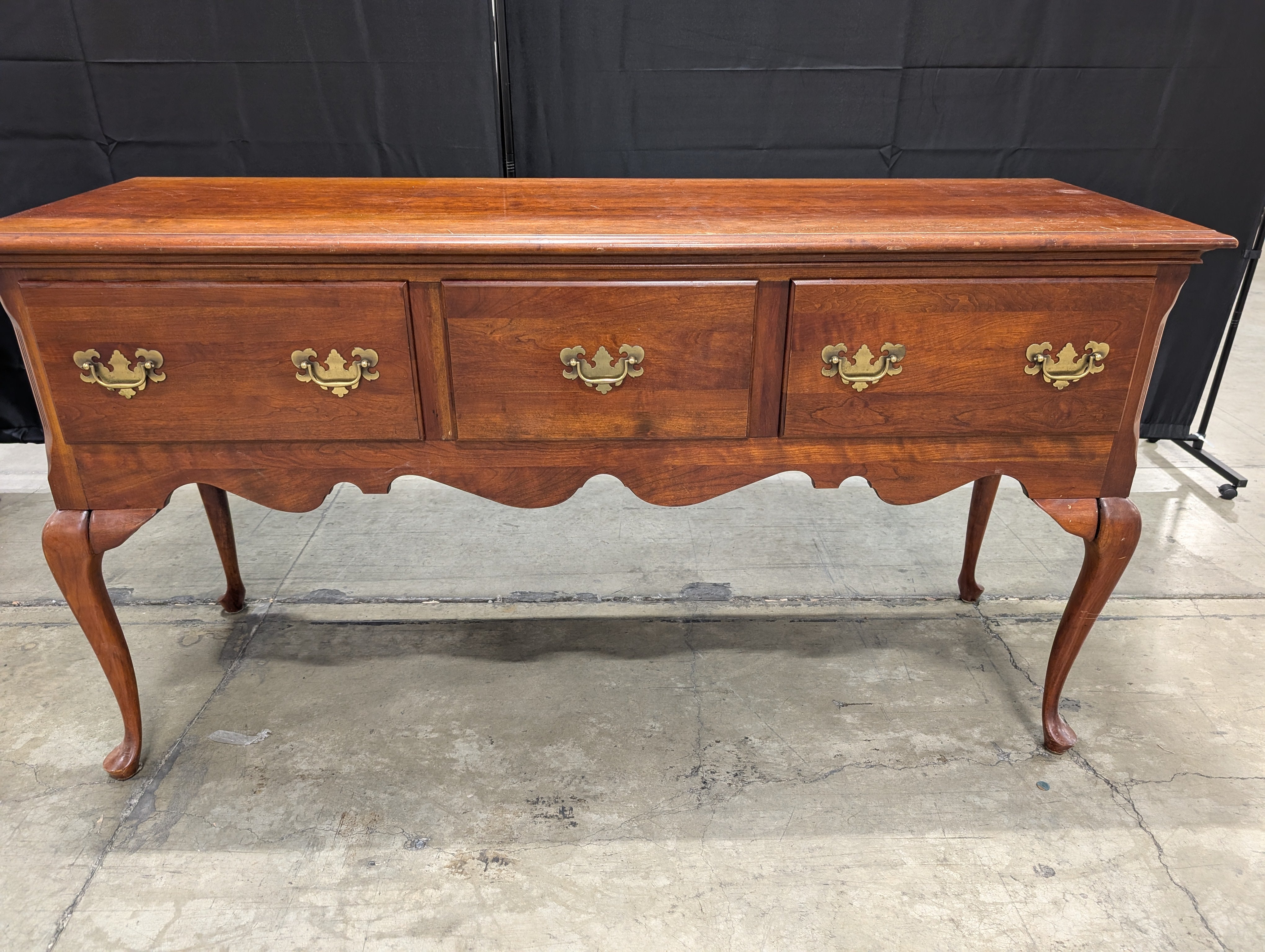 Vintage Cherry Finish Wood Sideboard with Cabriole Legs