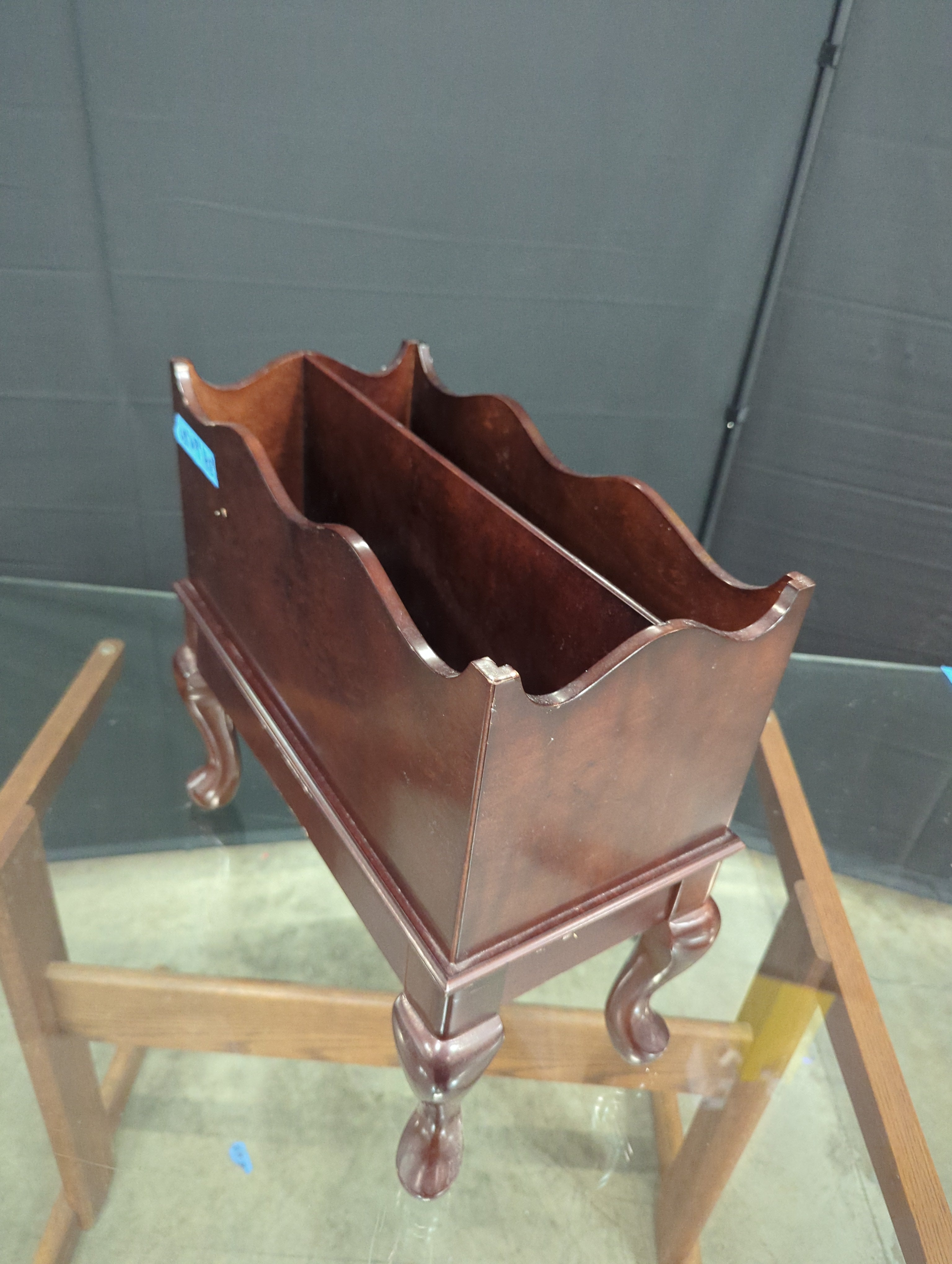 Traditional Dark Wood Divided Magazine Rack