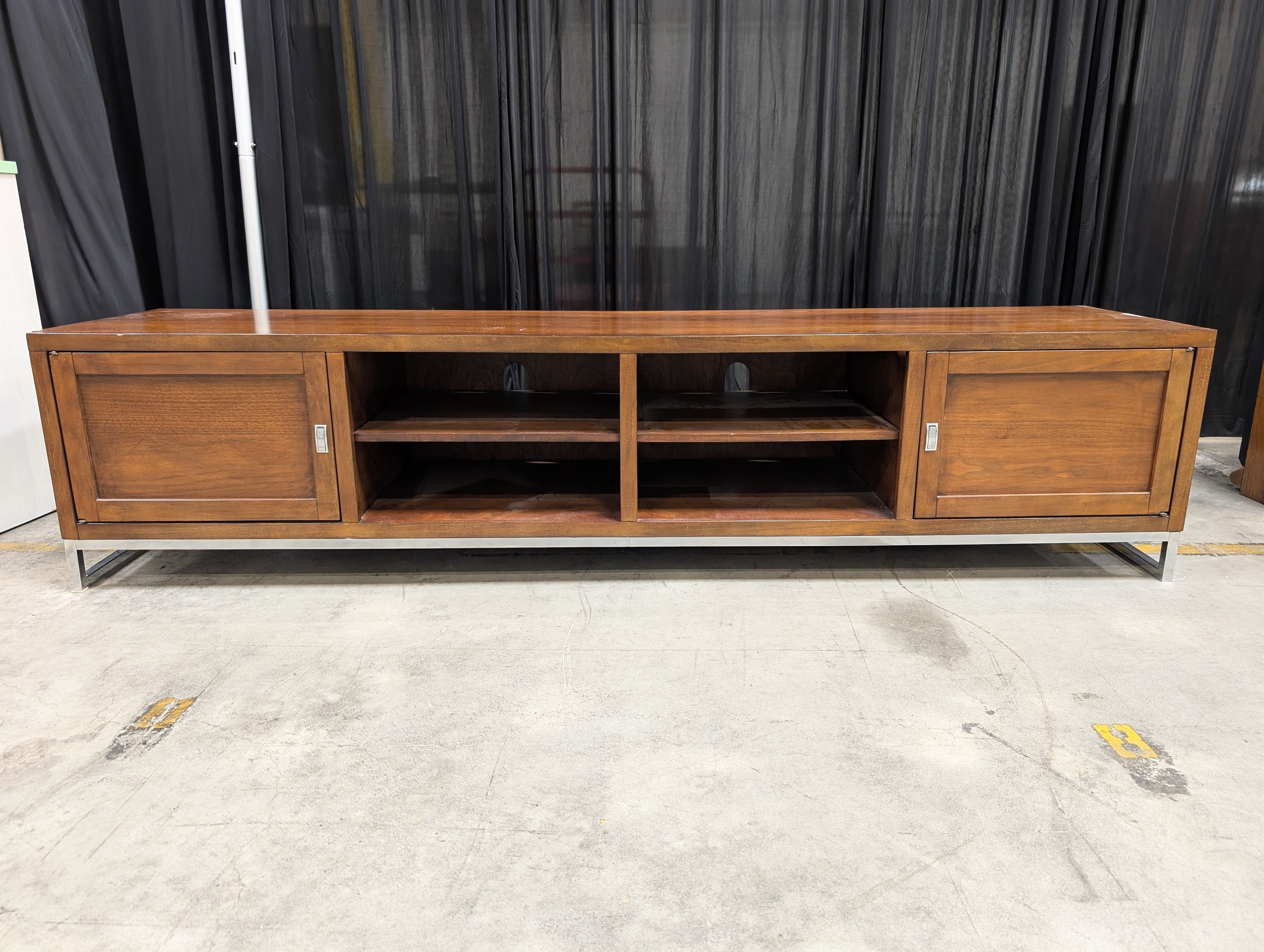 Dark Brown Wood Modern TV Stand with Cabinets