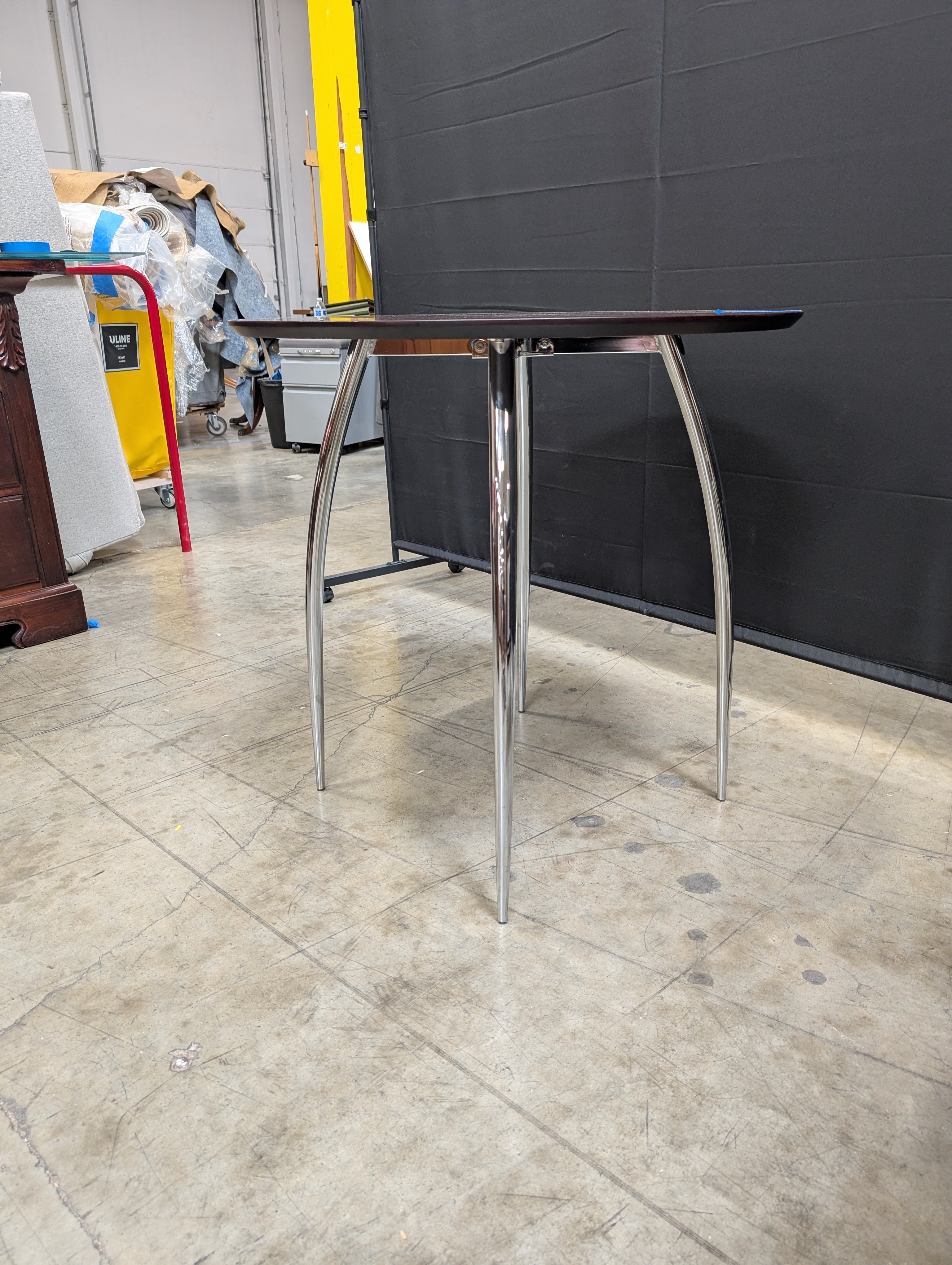 Modern Round Accent Table with Chrome Legs