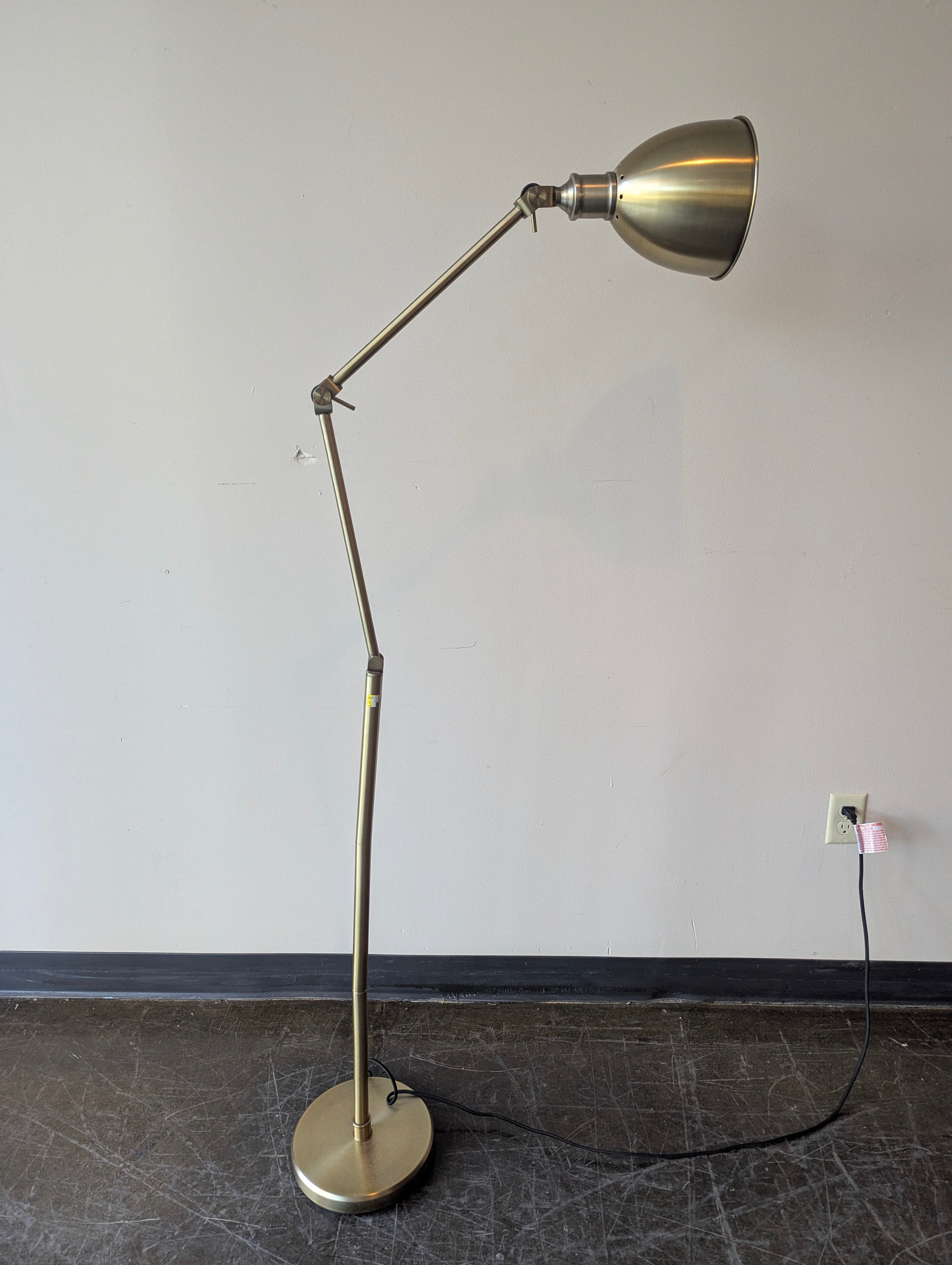 Brass Adjustable Metal Floor Lamp with Dome Shade