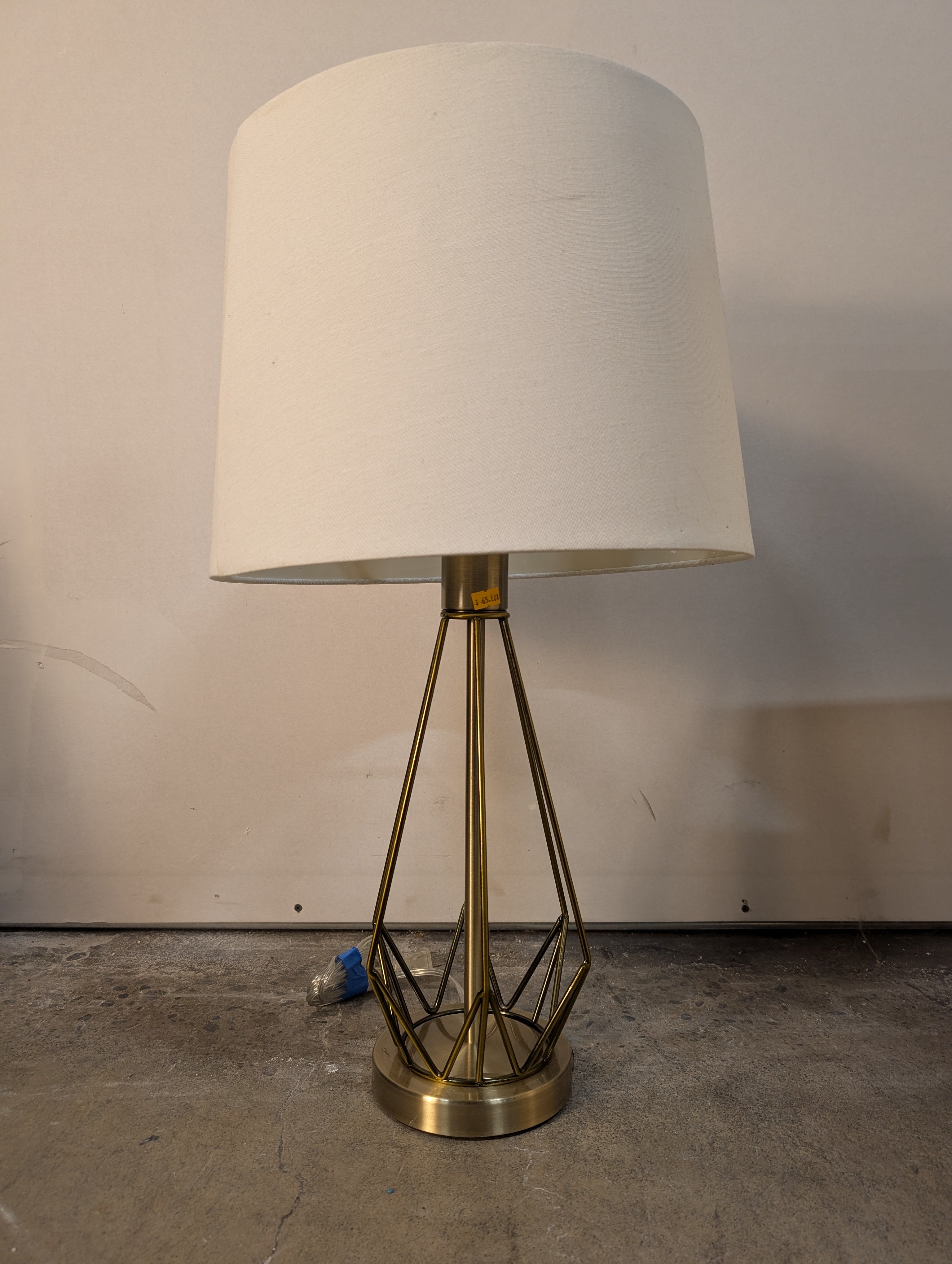 Modern Geometric Metal Table Lamp with Fabric Shade