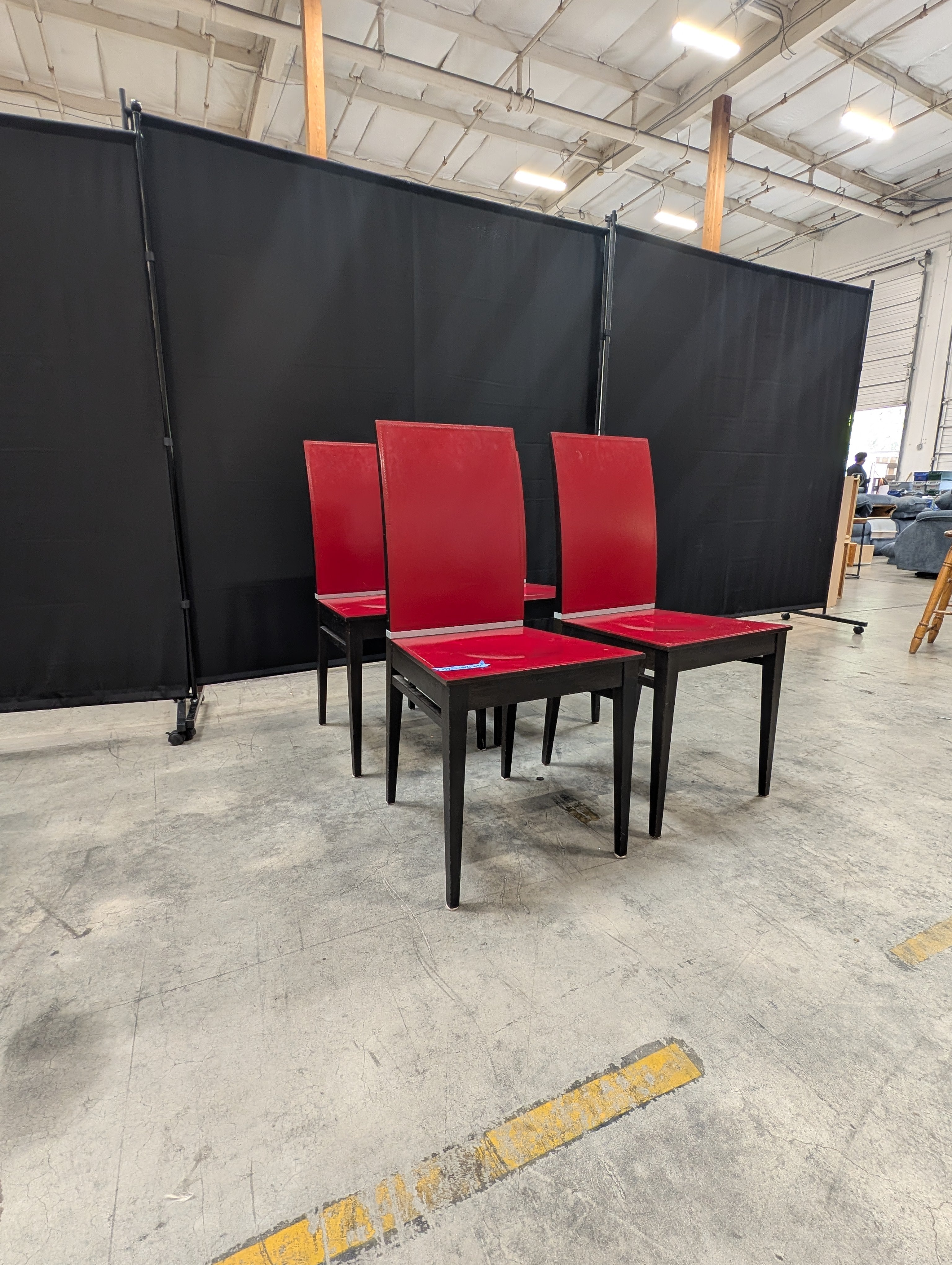 Set of Four Contemporary Red Upholstered Dining Chair