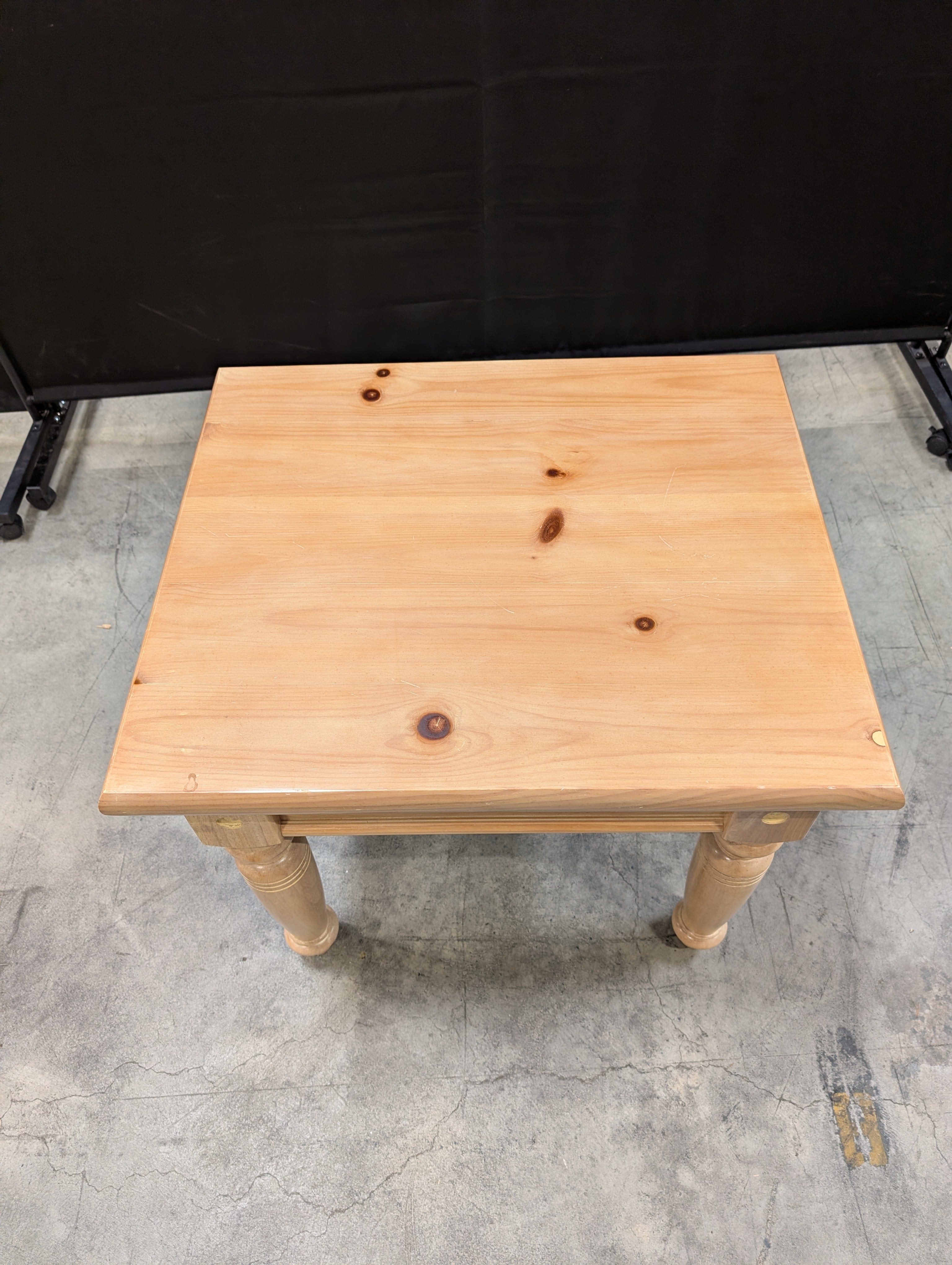 Natural Pine Wood Side Table with Turned Legs