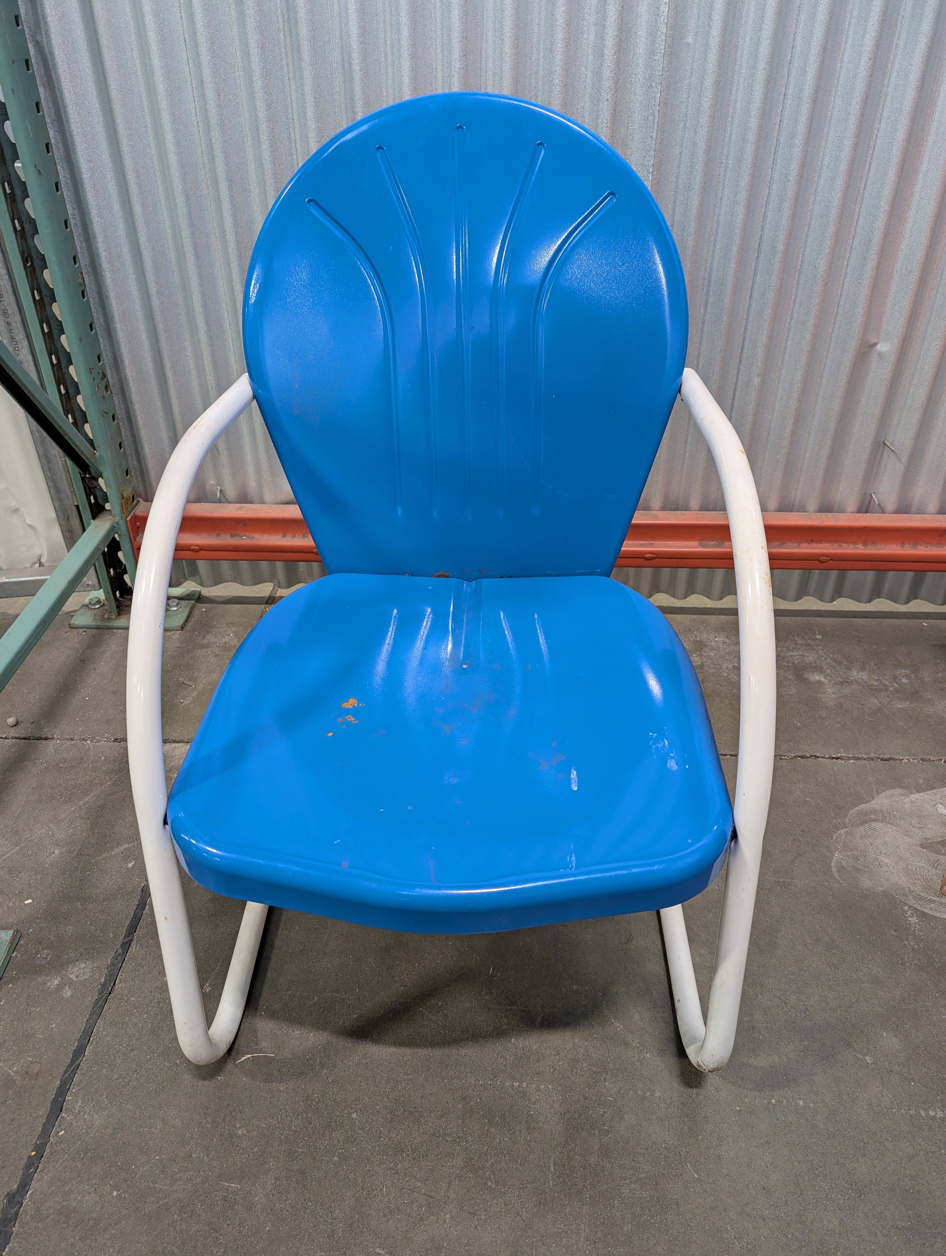 Vintage Metal Outdoor Patio Chair - Bright Blue