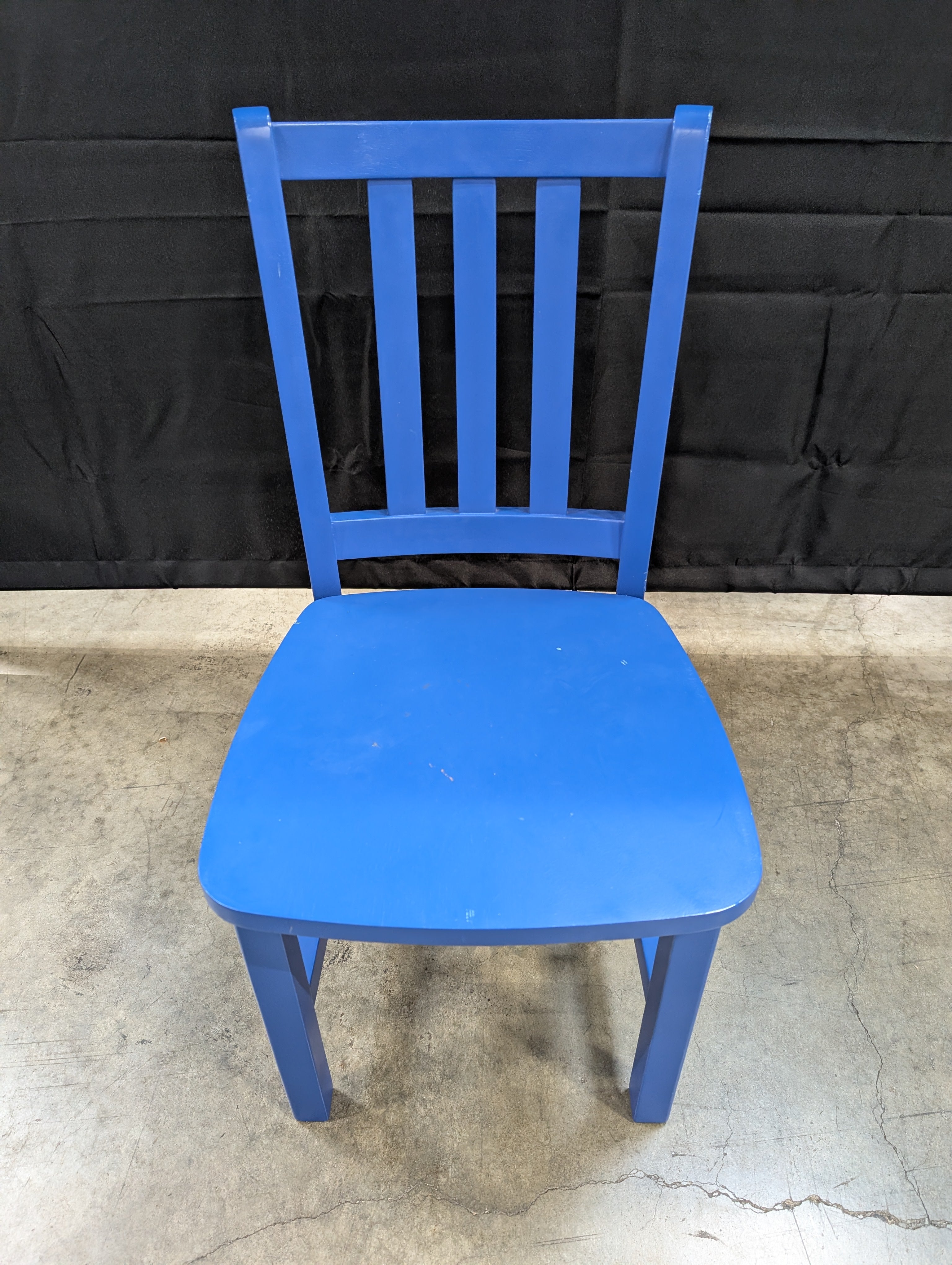 Vibrant Blue Wooden Child's Slat Back Chair