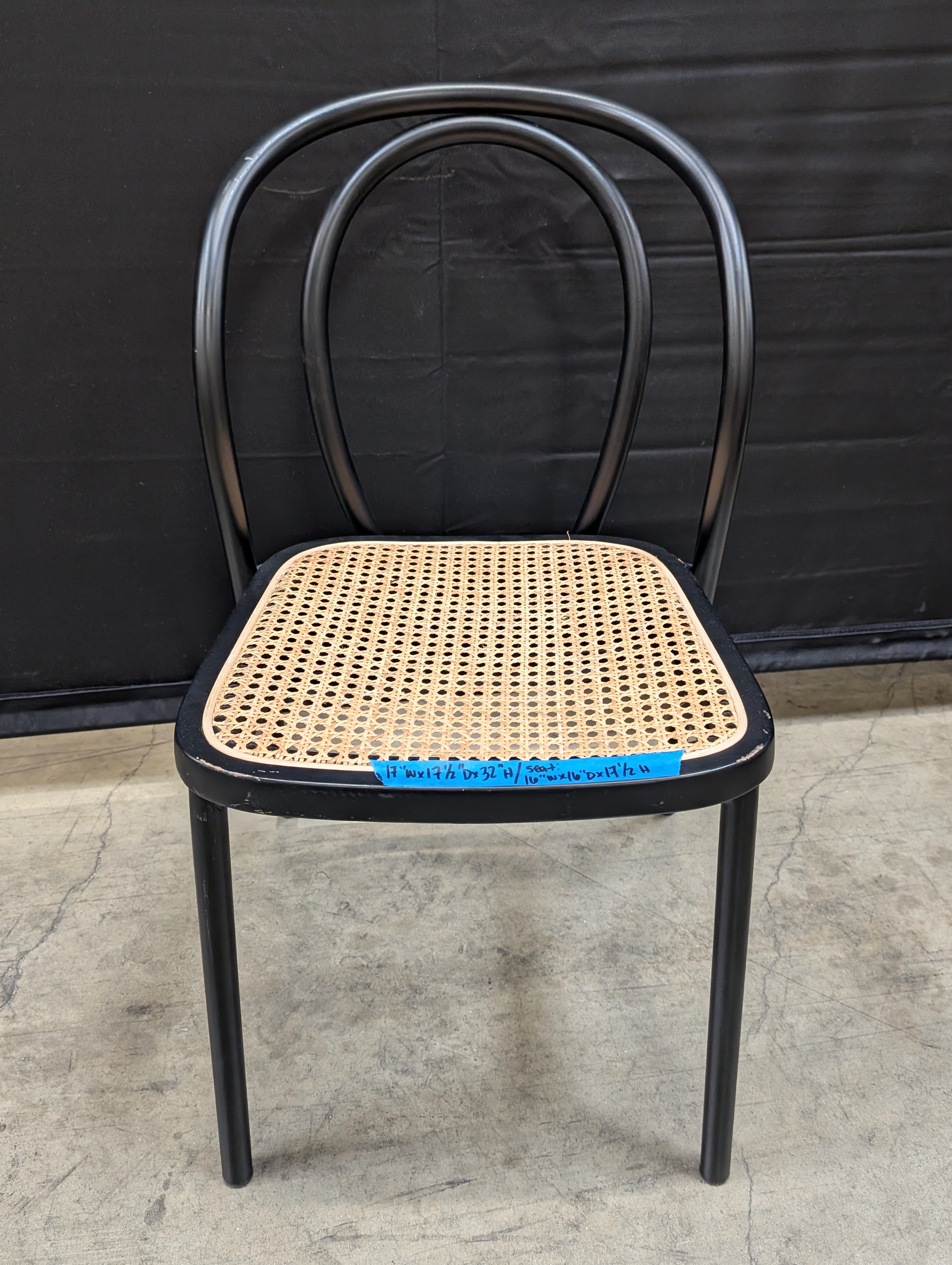 Modern Black Bentwood Dining Chair with Cane Seat