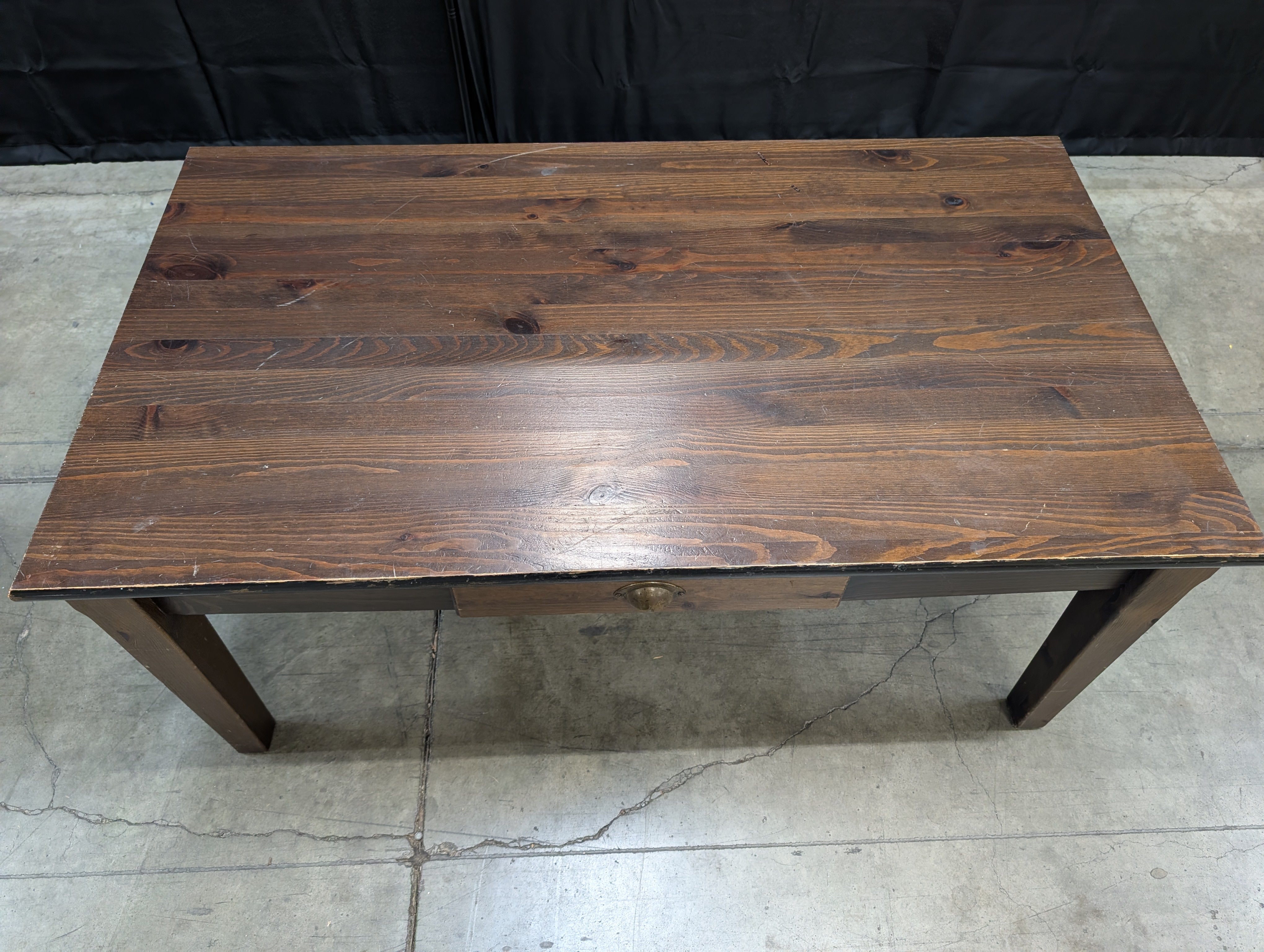 Sturdy Rectangular Dark Wood Accent Table with Drawer
