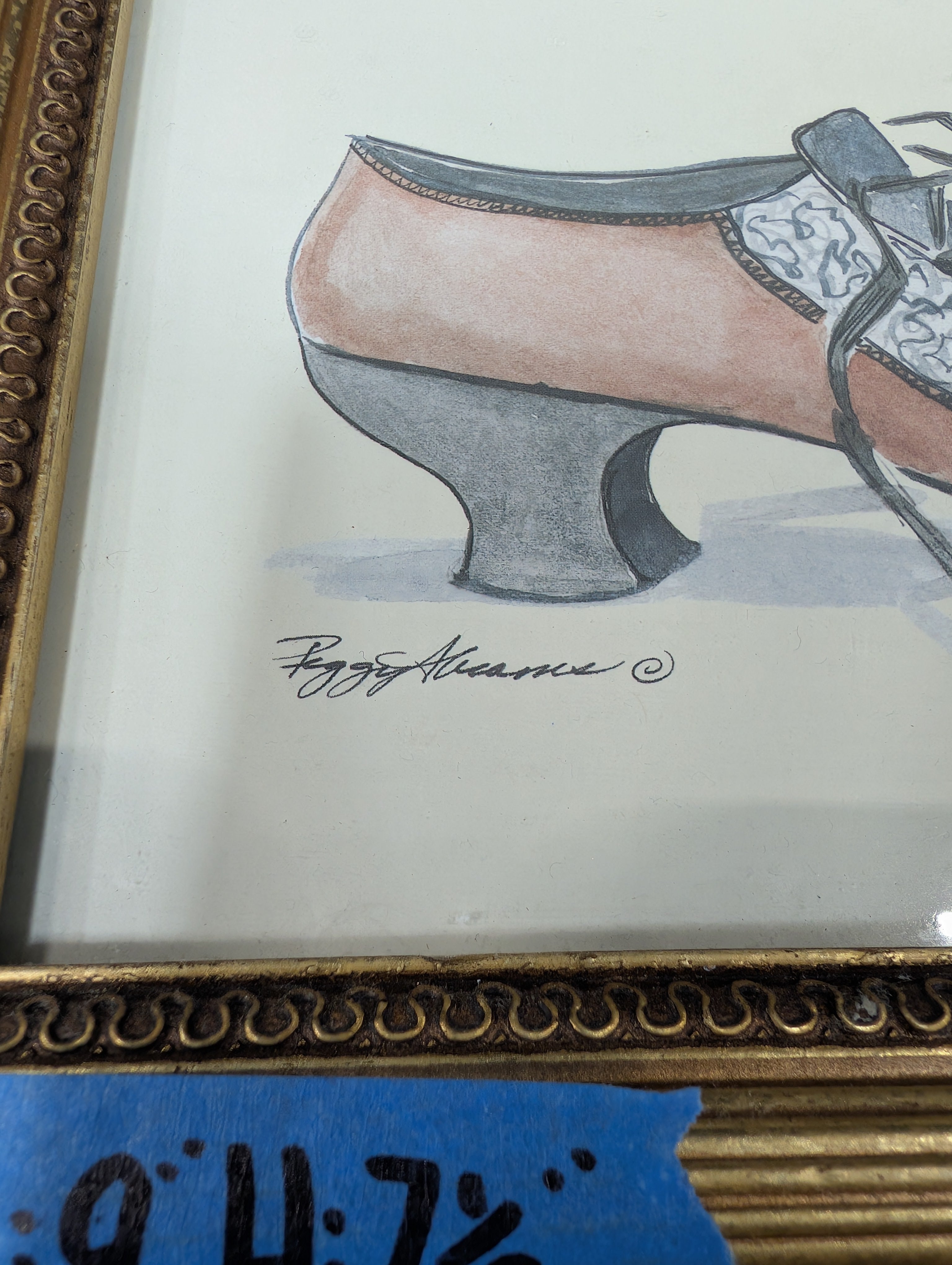 Set of Two Peggy Abrams Shoe Framed Print in Gold Frame