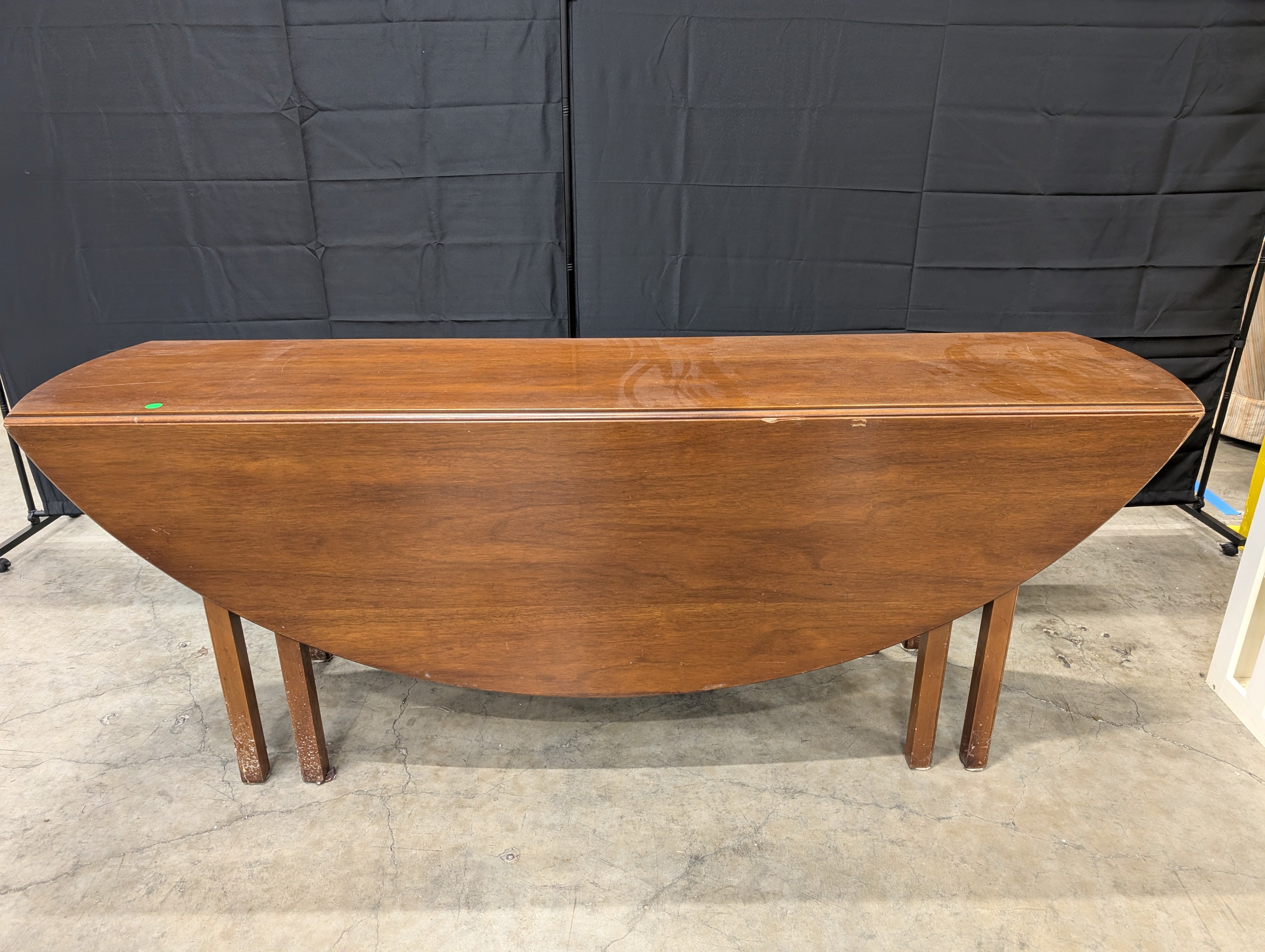 Dark Wood Drop-Leaf Table with Burgundy Inserts