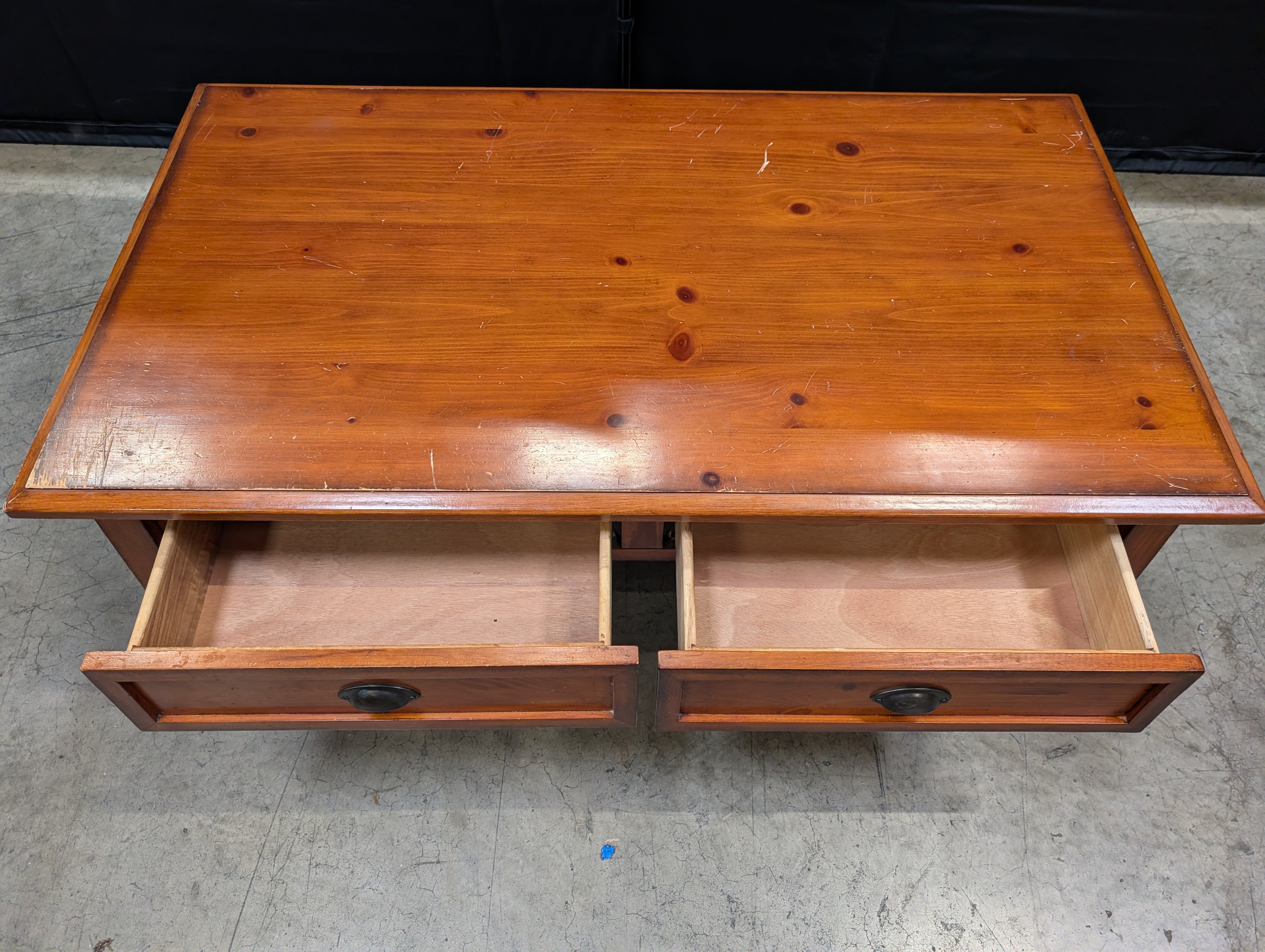 Used Hardwood Coffee Table with Two Storage Drawers