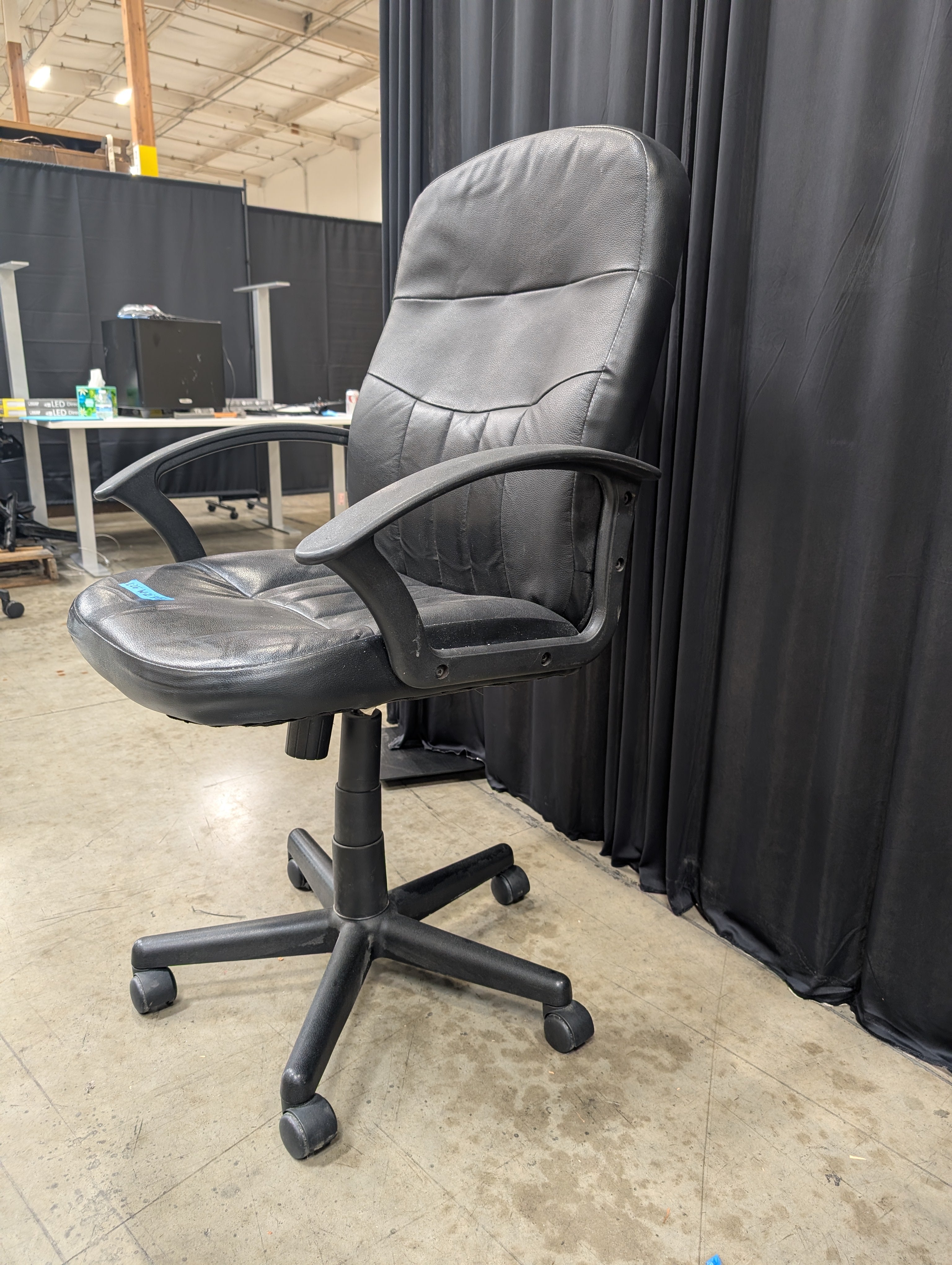 Black Faux Leather Office Chair with Armrests