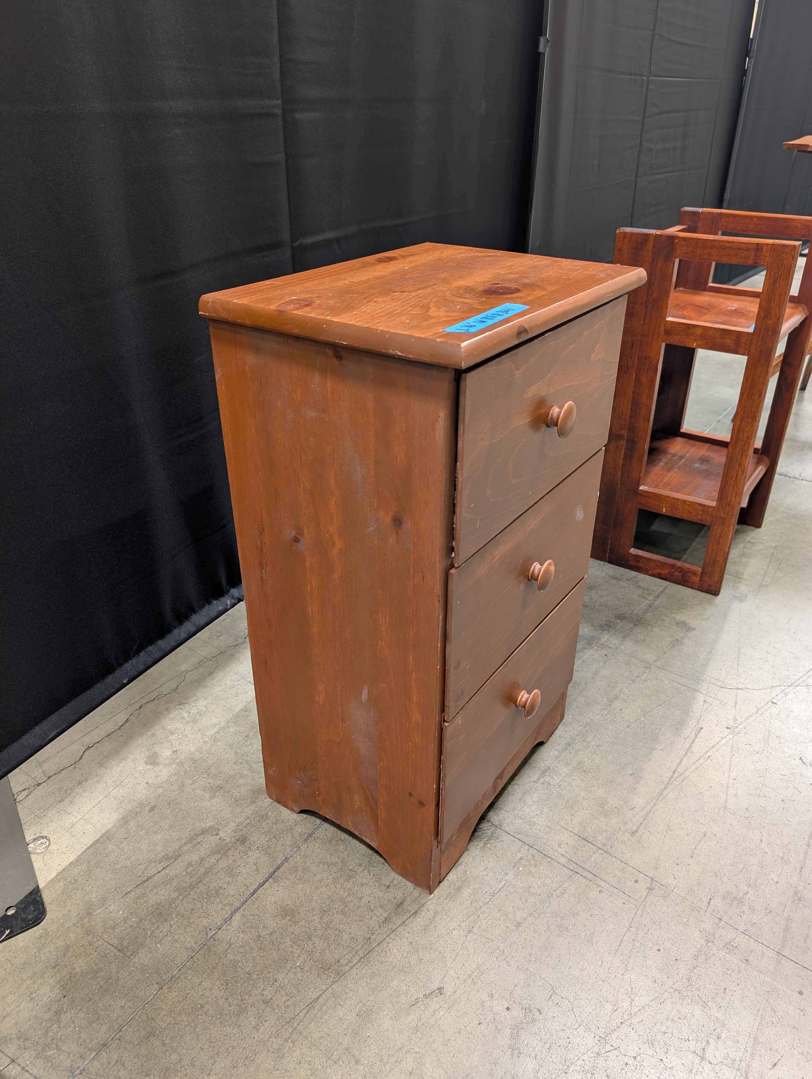Three-Drawer Wood Nightstand with Round Knobs
