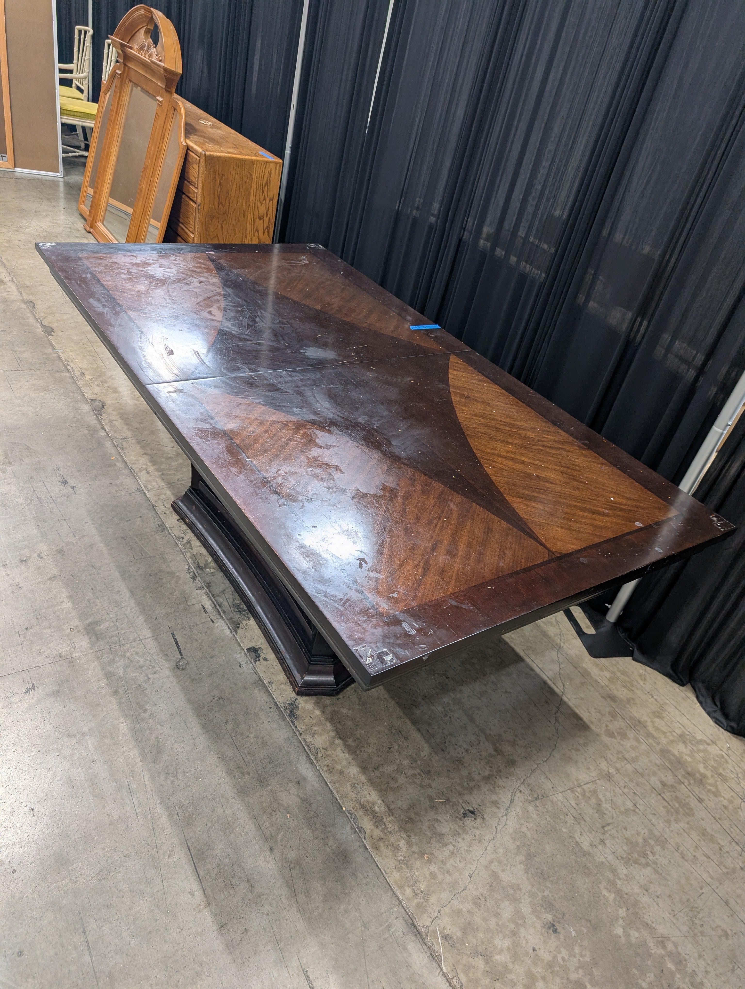 Espresso Finish Wood Dining Table with Unique Base