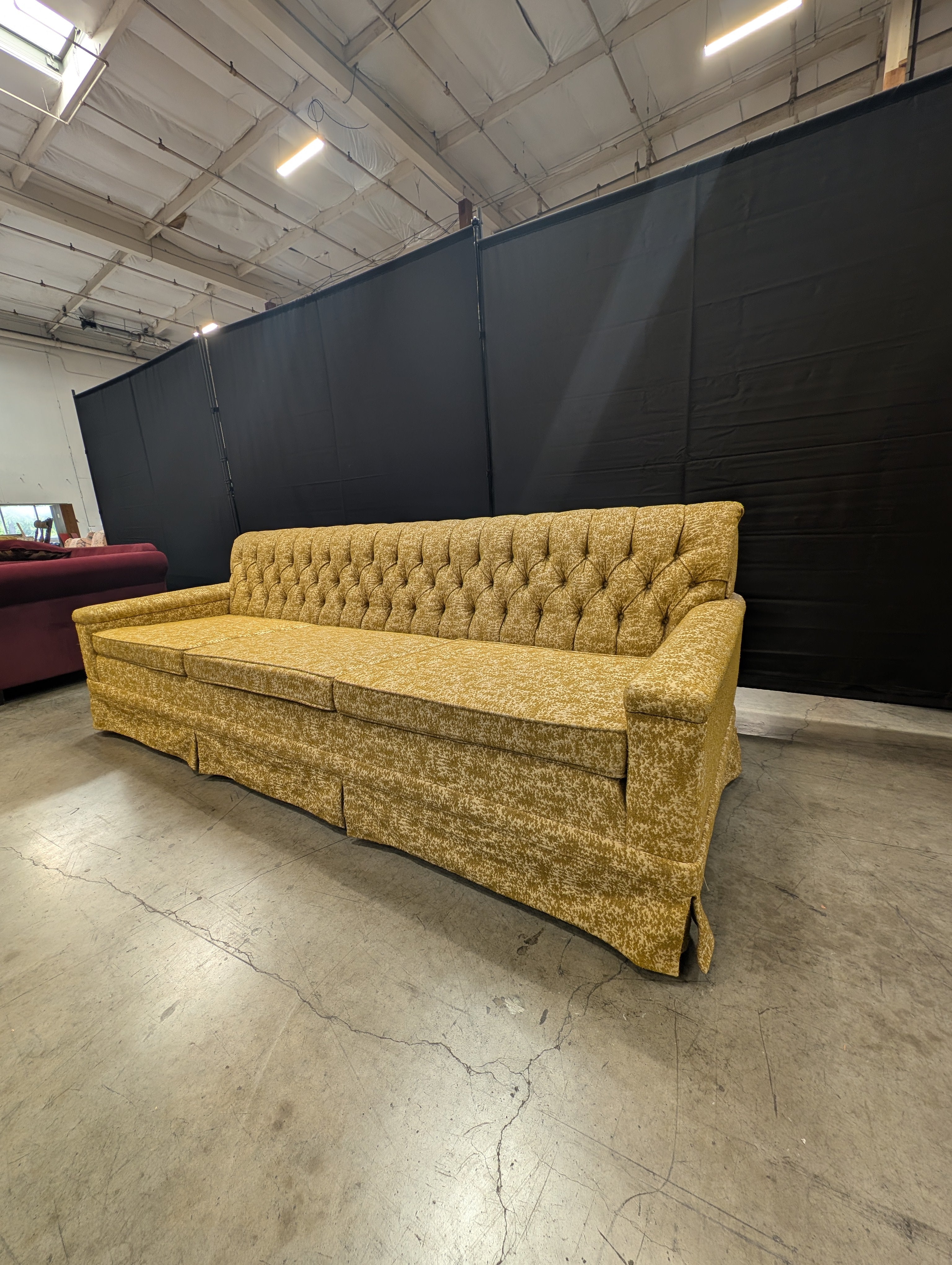 Vintage Gold FLEXSTEEL Tufted Sofa