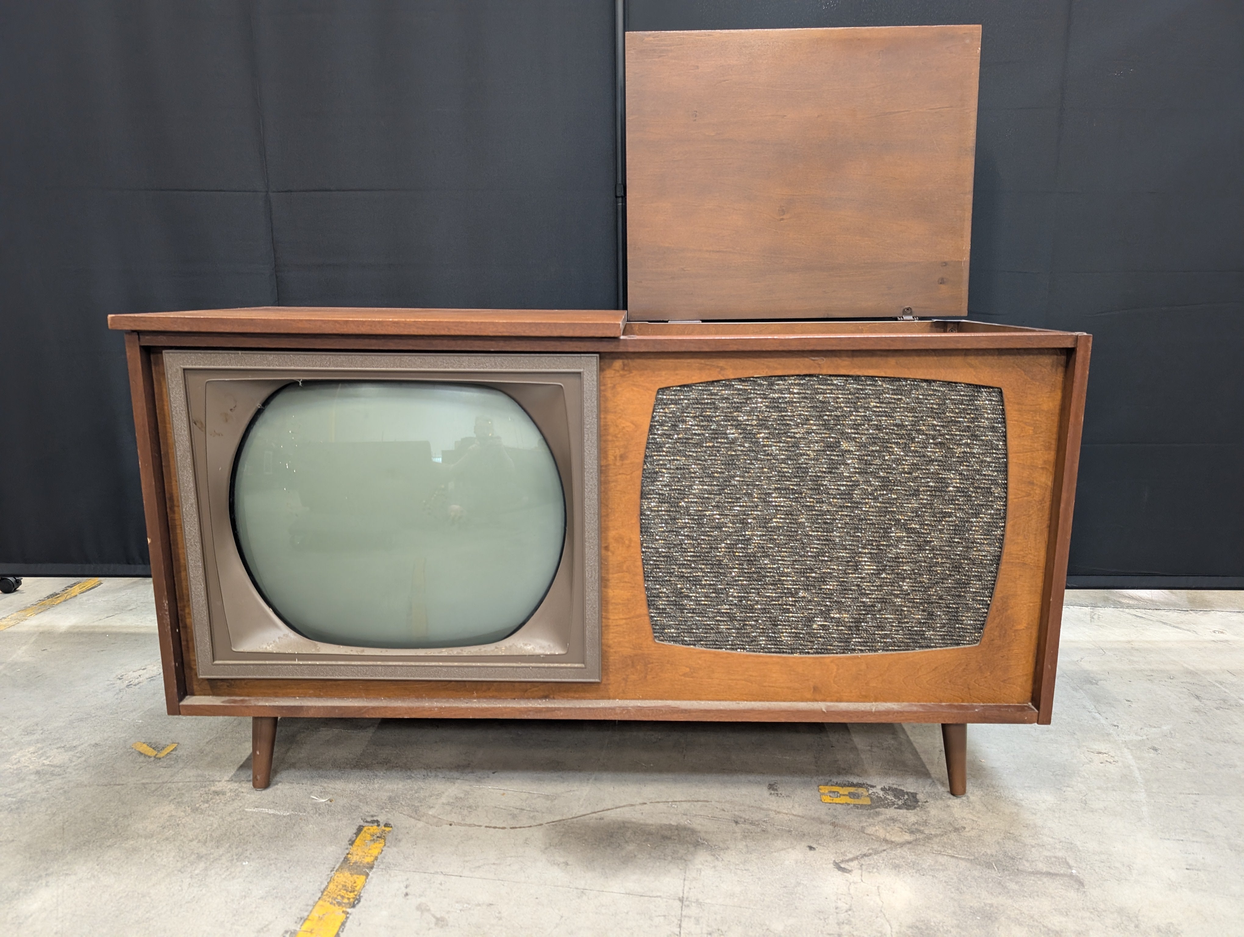 Vintage High Fidelity Wood Console Television and Record Player