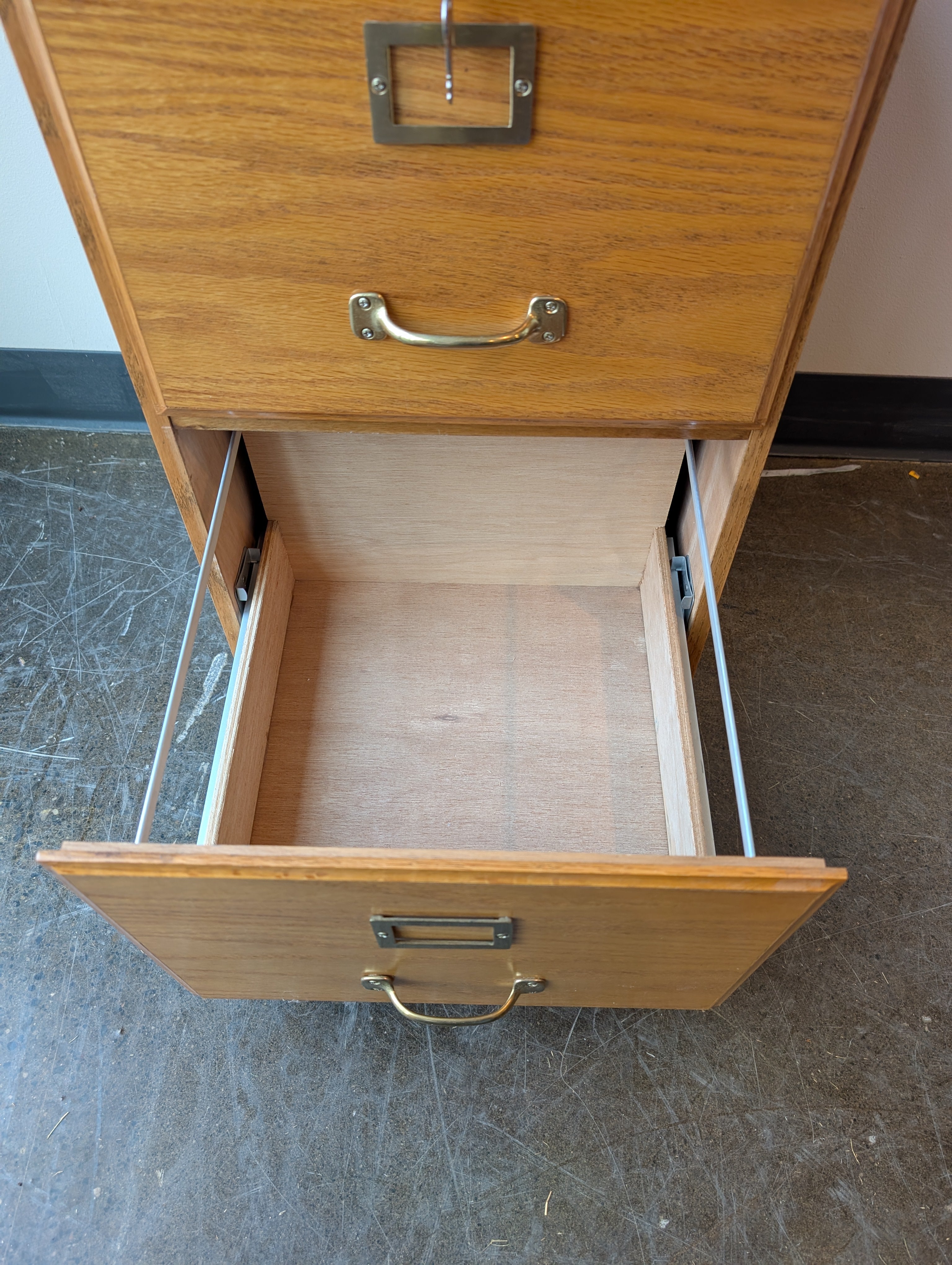 Sturdy Wood Two-Drawer Filing Cabinet with Metal Pulls