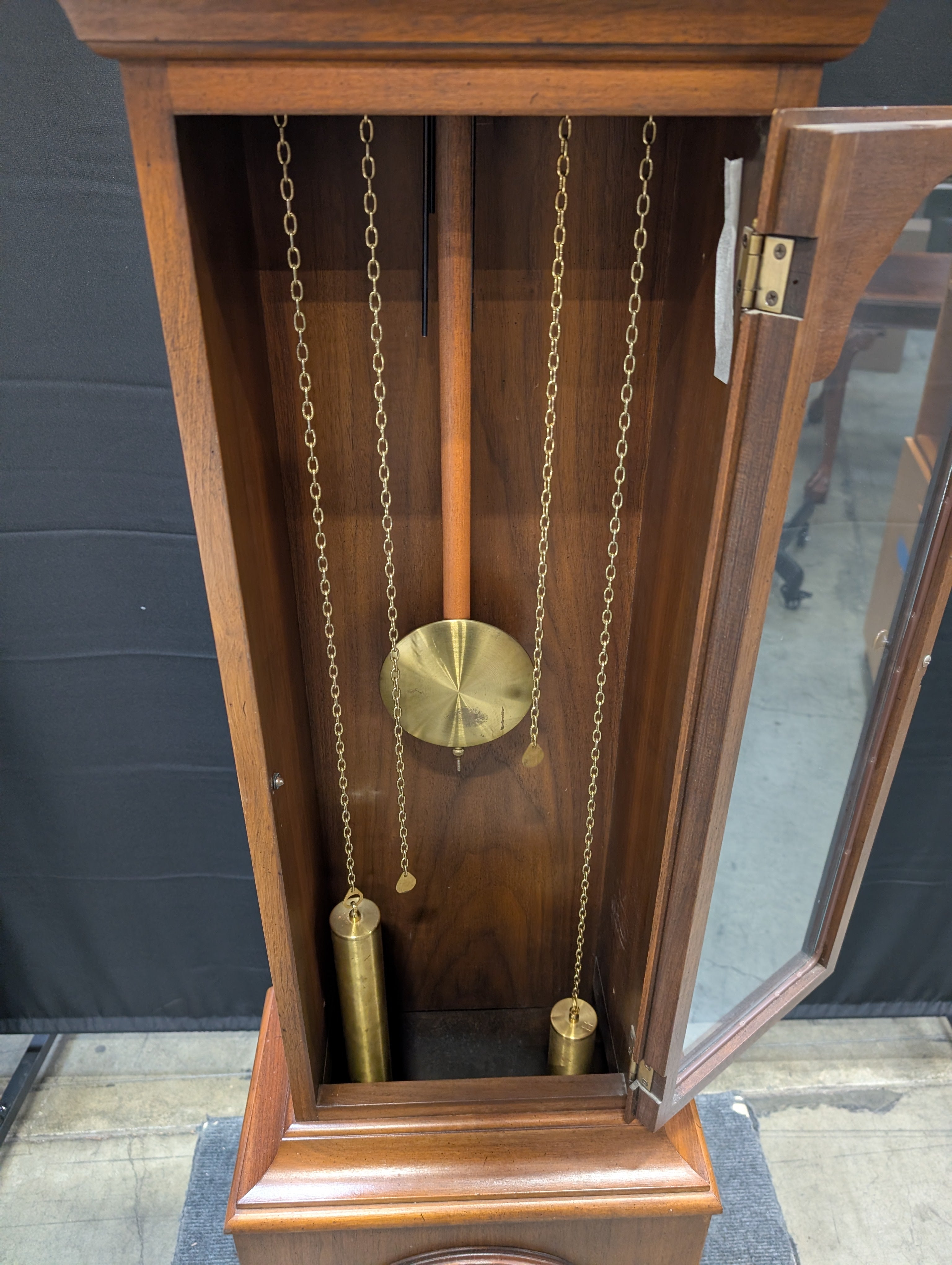 Traditional Dark Wood Grandfather Clock with Moon Phase Dial