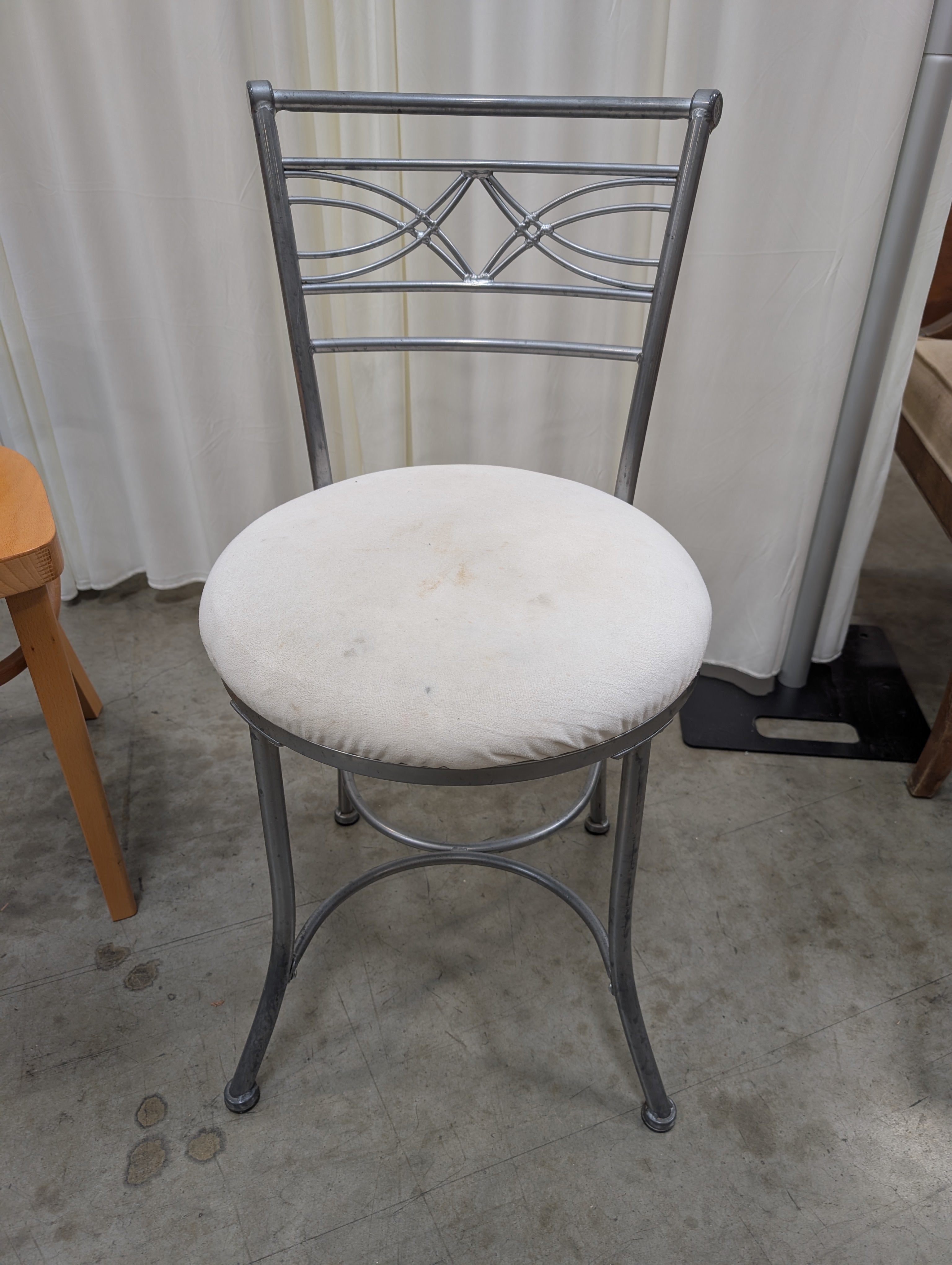 Contemporary Metal Frame Accent Stool with Padded Seat