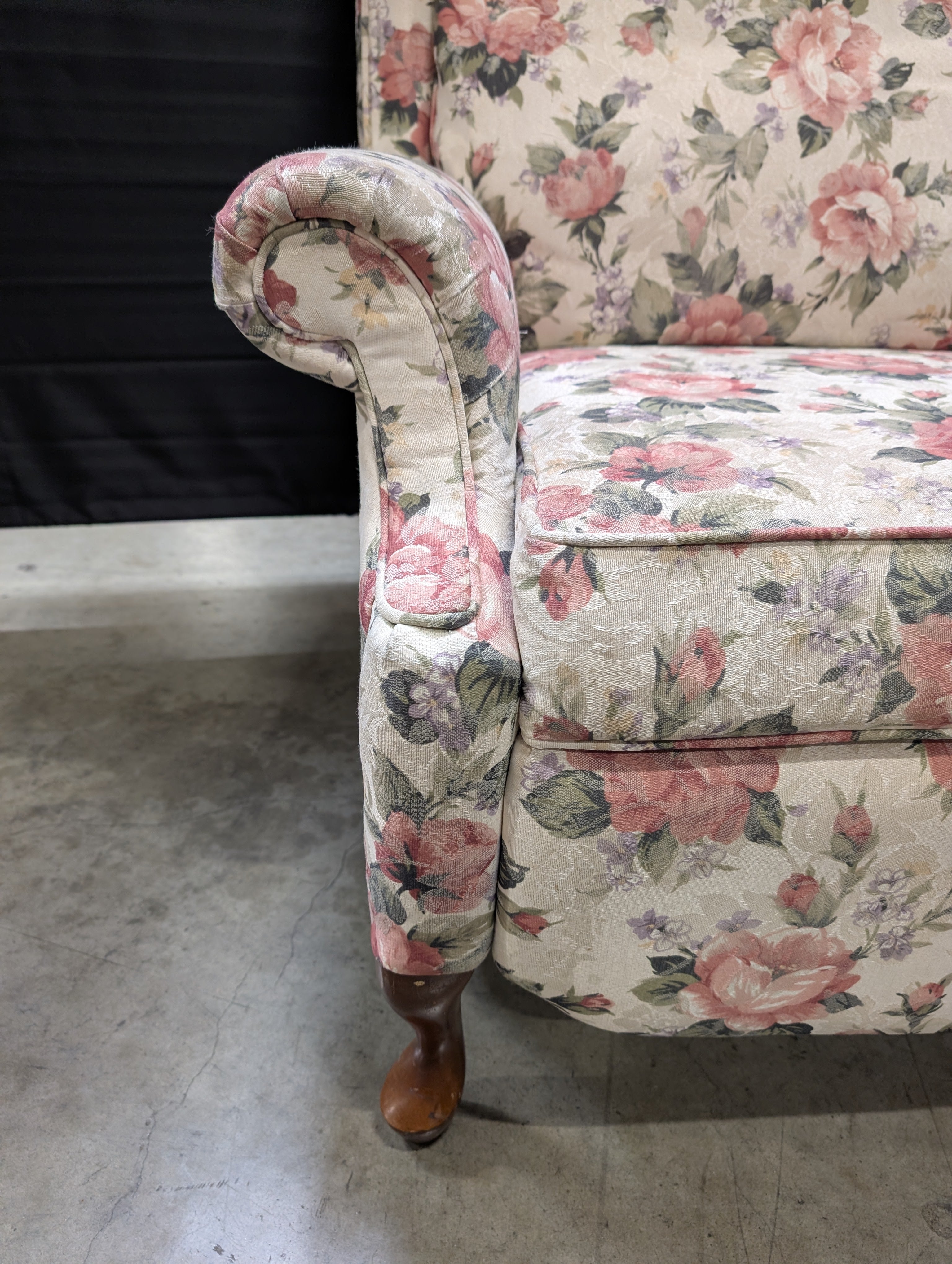 Traditional High-Back Floral Armchair