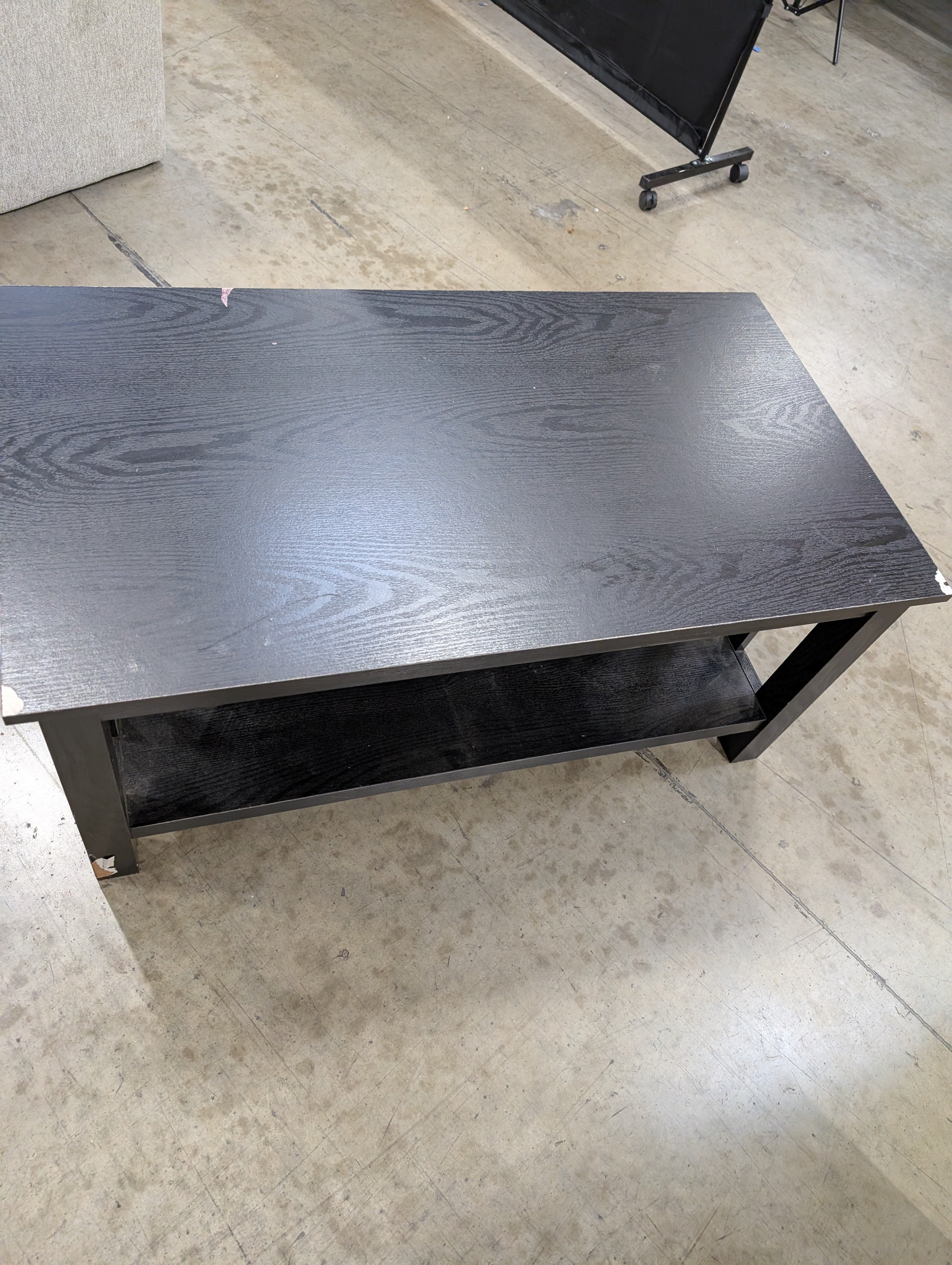 Modern Dark Brown Rectangular Coffee Table with Storage Shelf