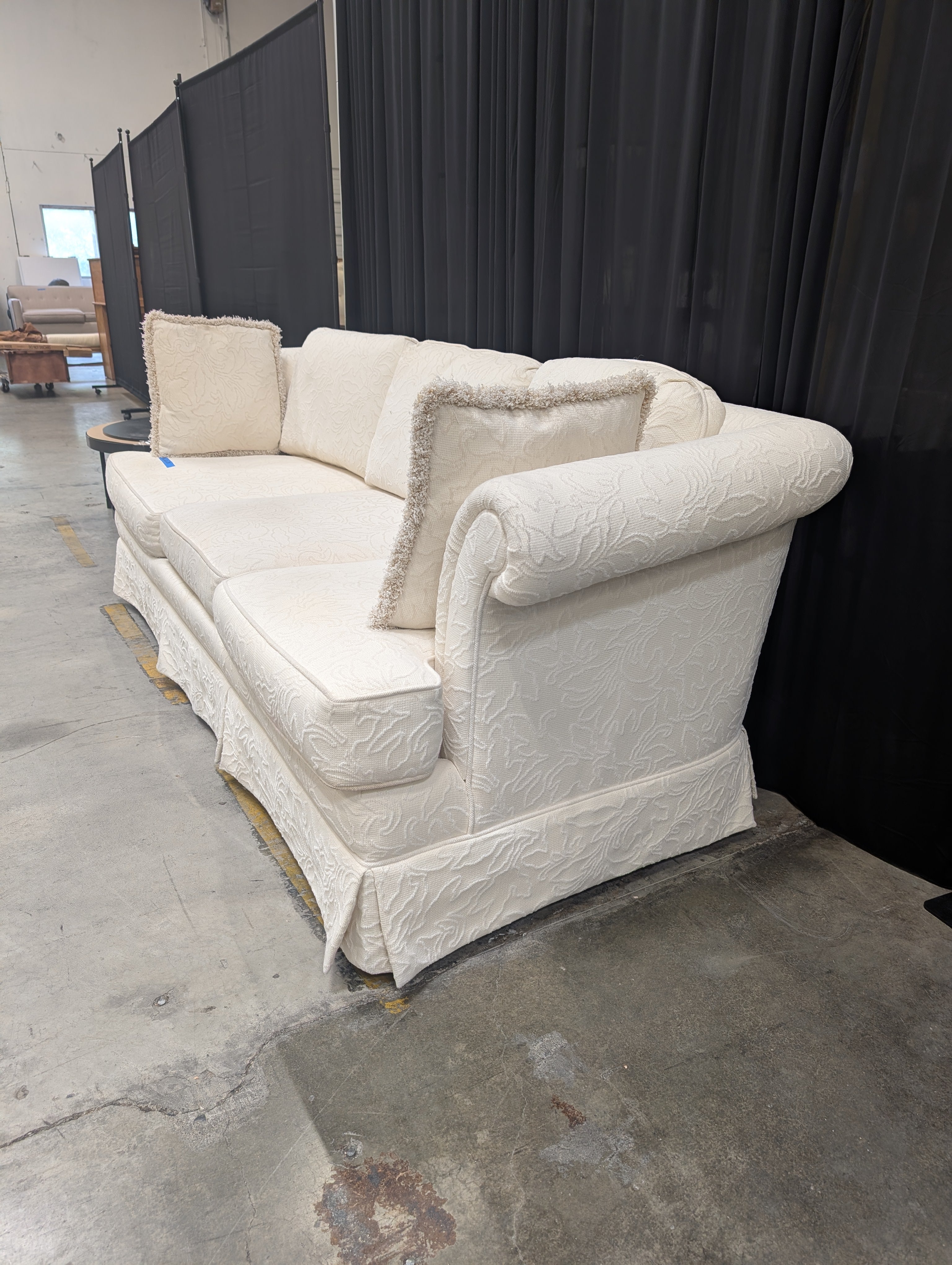 Off-White Traditional Three-Cushion Couch