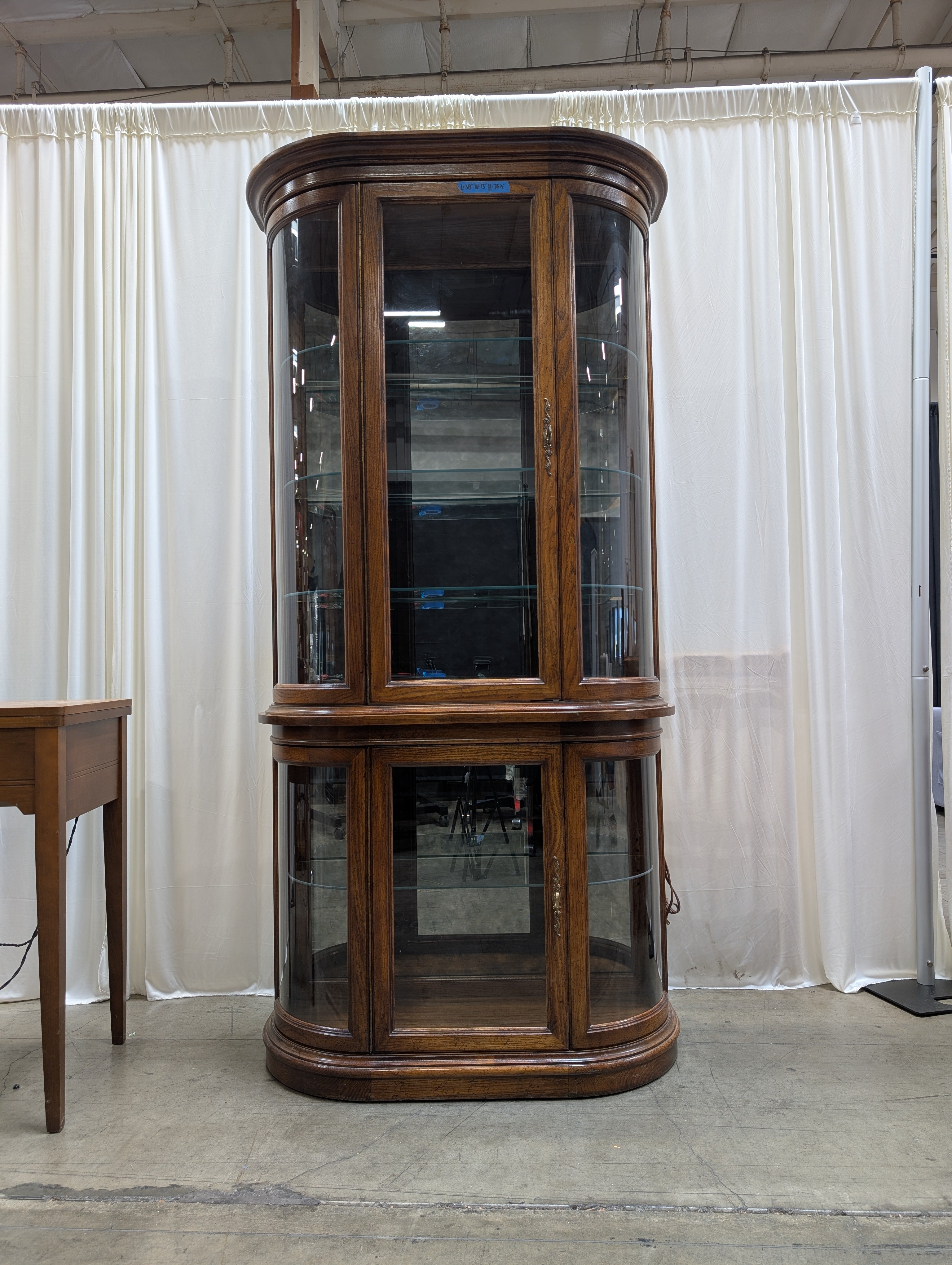 Traditional Wood China Cabinet with Curved Glass