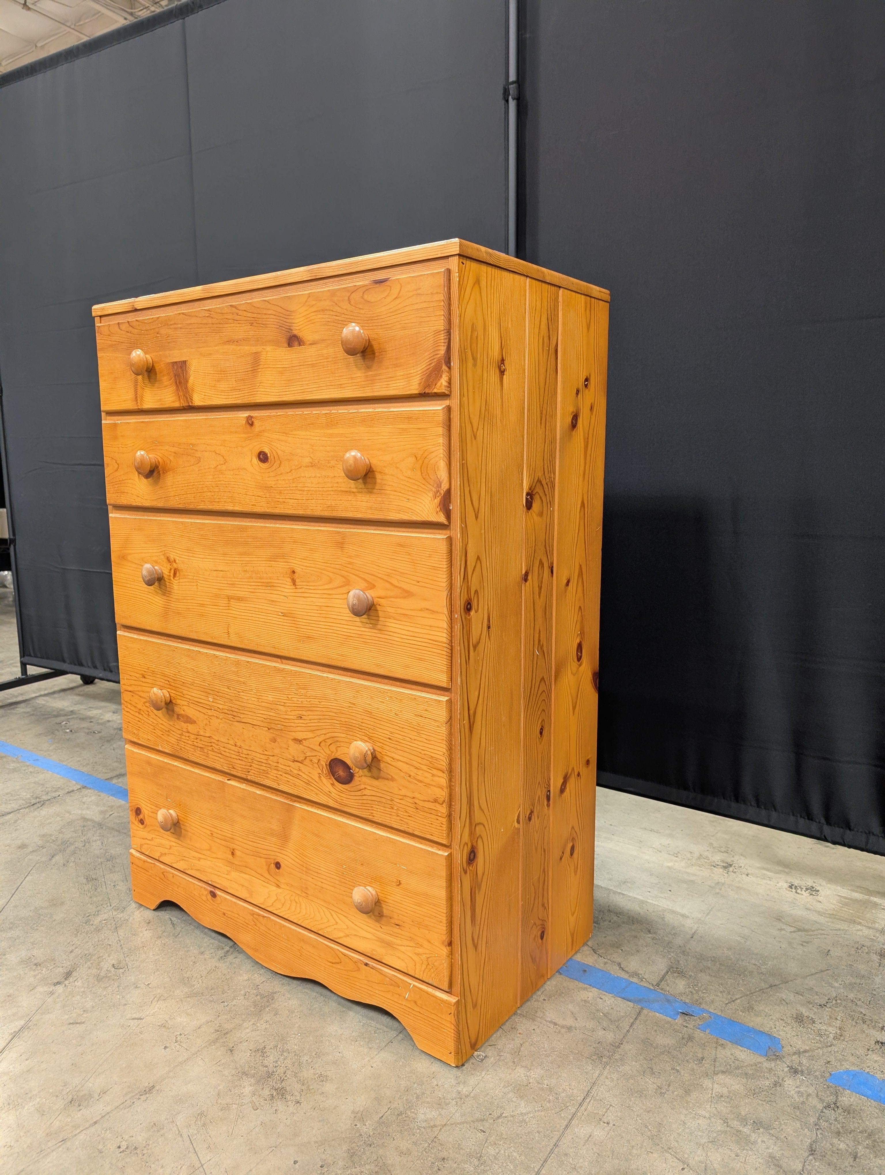 Honey Pine 5-Drawer Chest of Drawers