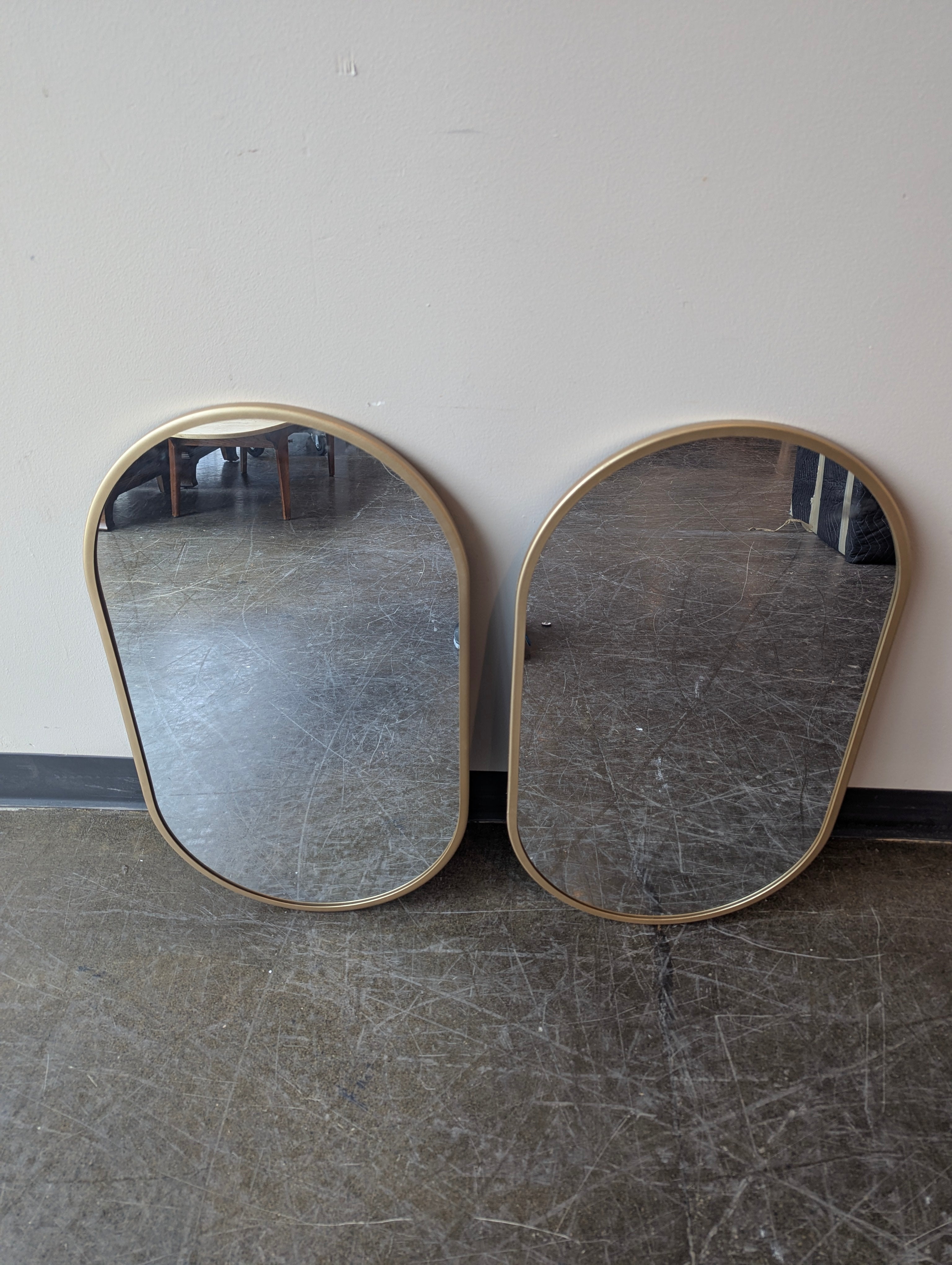 Modern Gold Frame Rounded Oval Wall Mirror