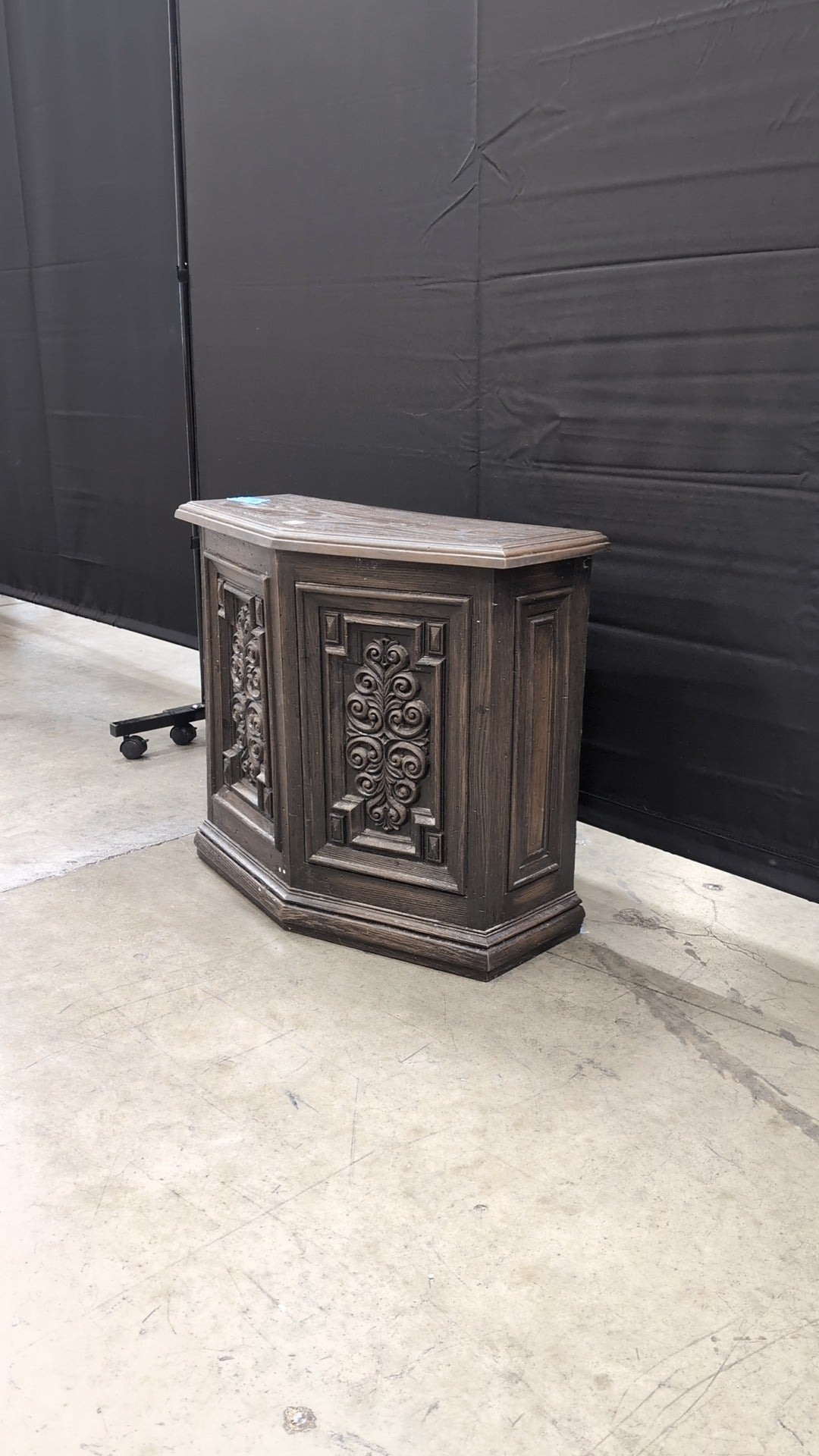 Ornate Dark Wood Carved Accent Table