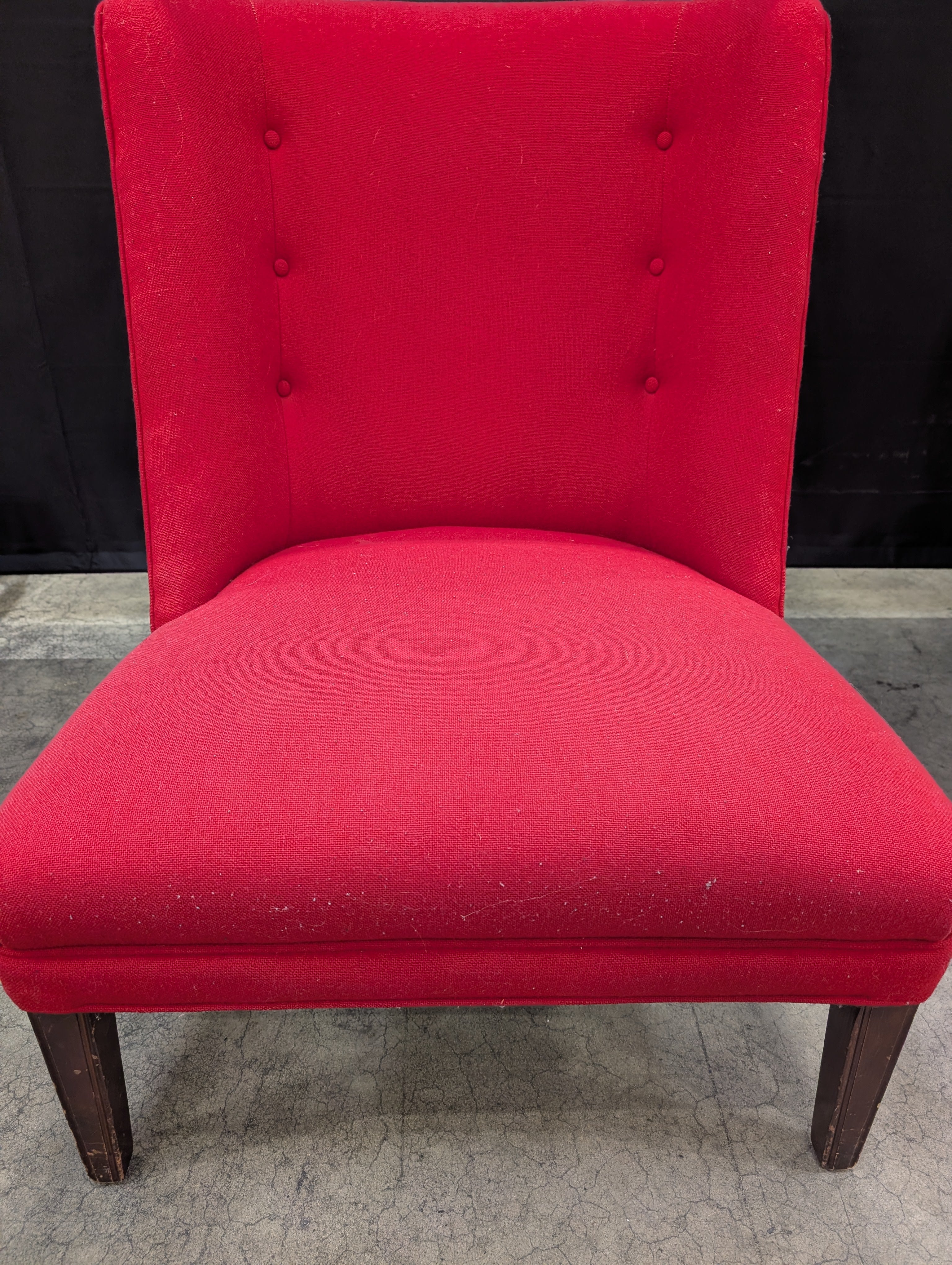 Vibrant Red Upholstered Accent Chair with Button Tufting