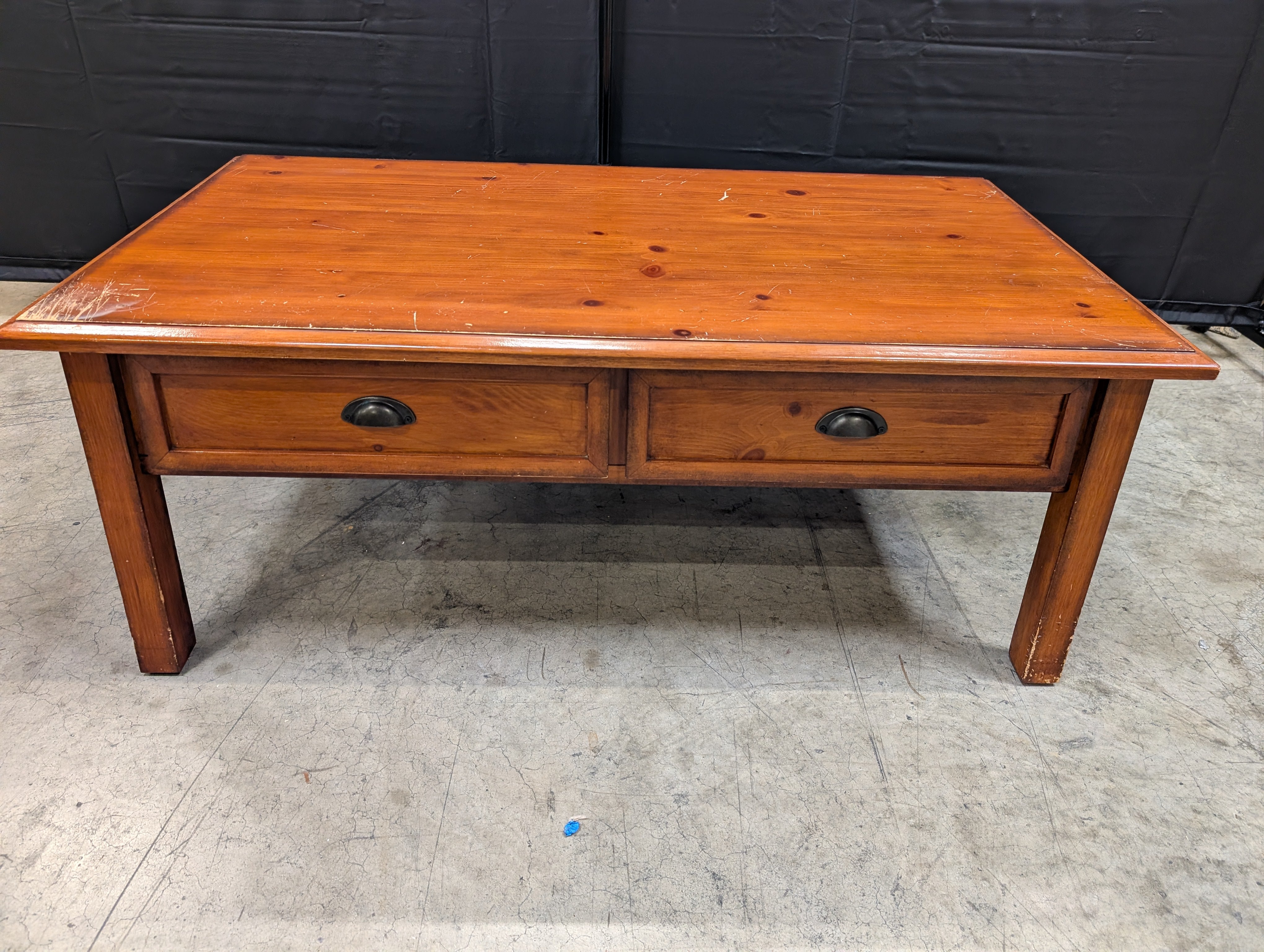 Used Hardwood Coffee Table with Two Storage Drawers